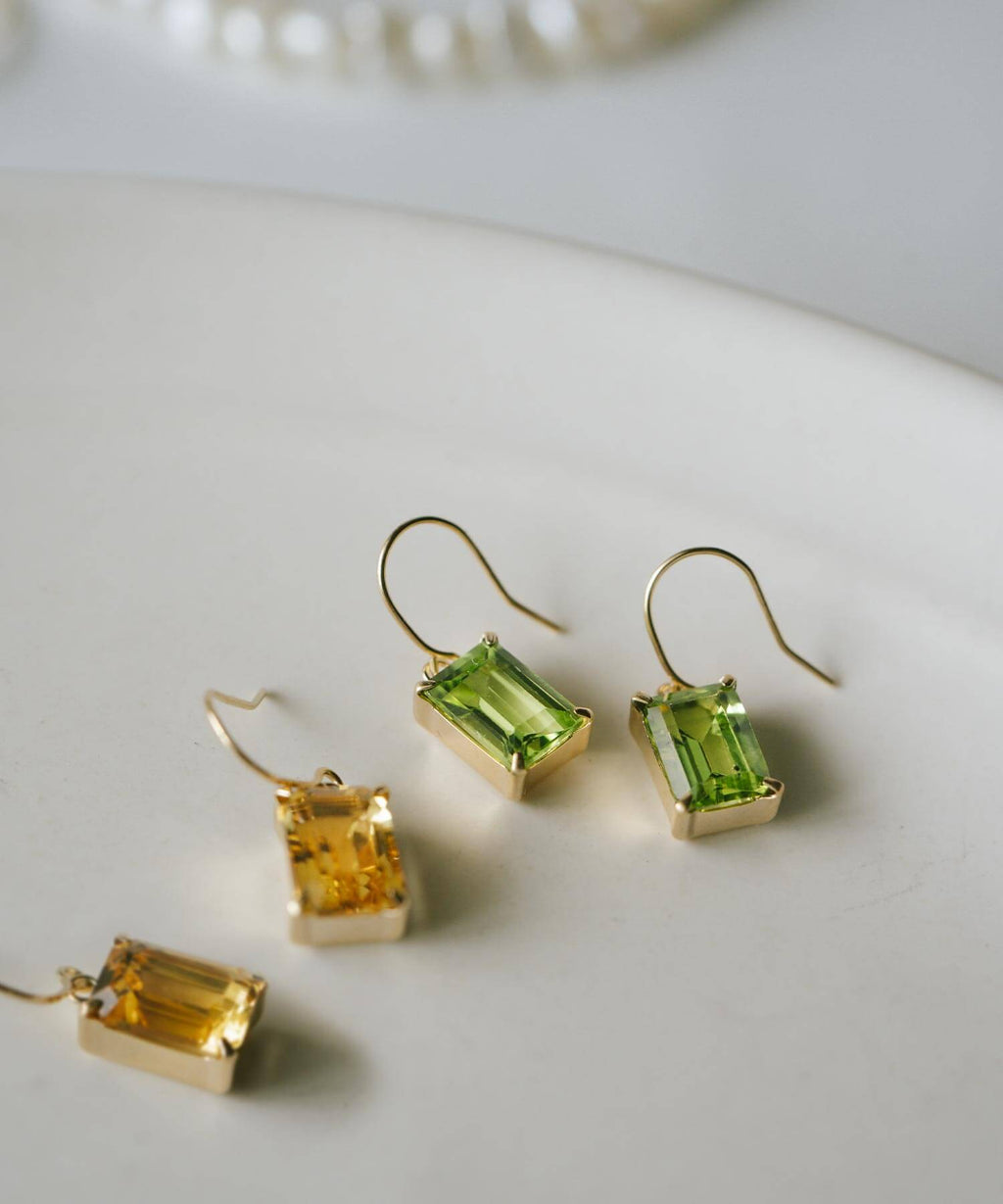 10K Gold Rectangle Gemstone Earrings | TETRA-FYRA