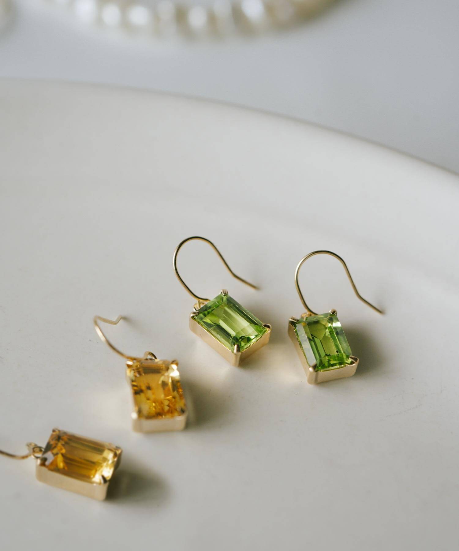 10K Gold Rectangle Gemstone Earrings | TETRA-FYRA