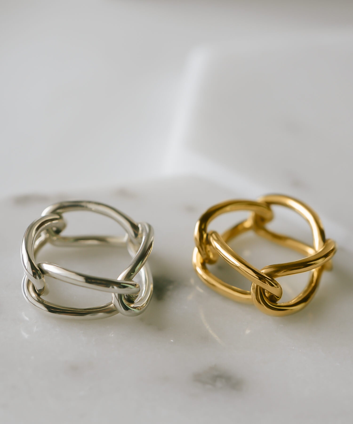 18K Gold Plated Sterling Silver Chunky Chain Ring | TORQUE