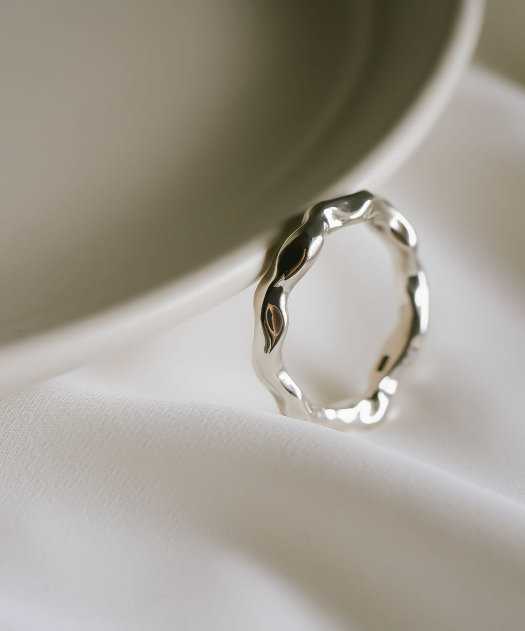 18K Gold Plated Sterling Silver Ripple Wave Ring | ALORO