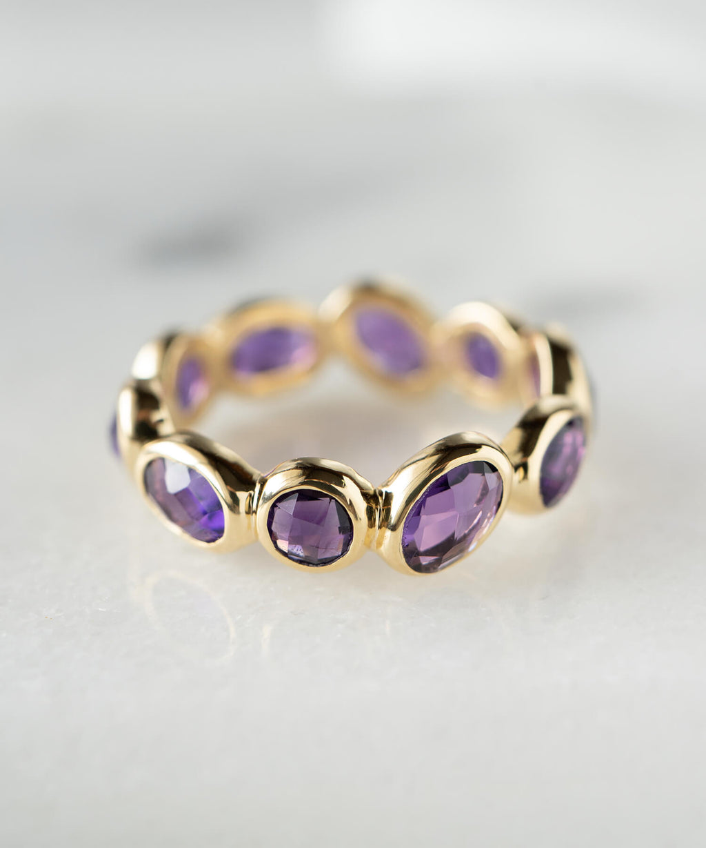 18K Gold Plated Sterling Silver Amethyst Eternity Gemstone Ring | ANTHEIA VIOLA