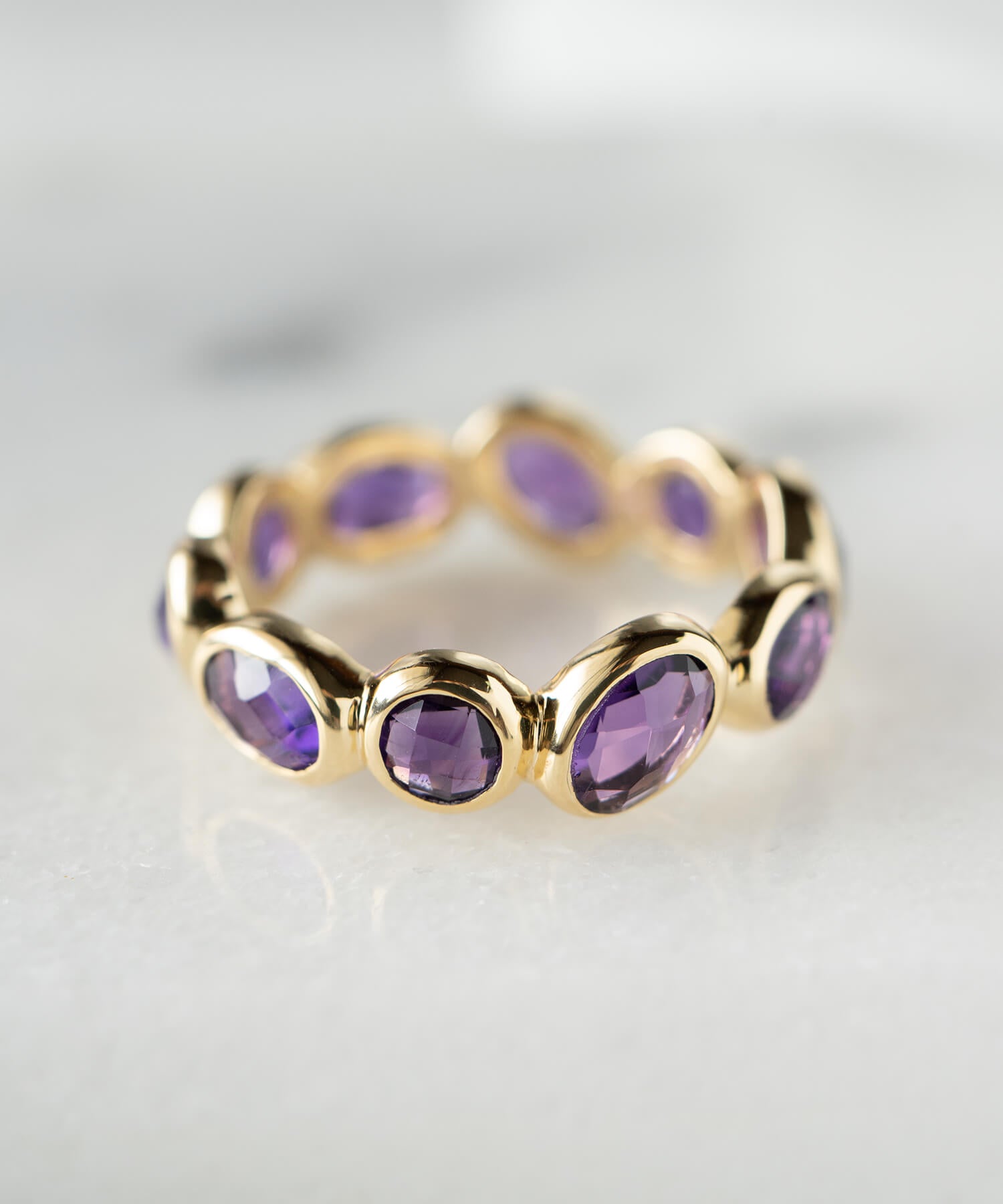 18K Gold Plated Sterling Silver Amethyst Eternity Gemstone Ring | ANTHEIA VIOLA