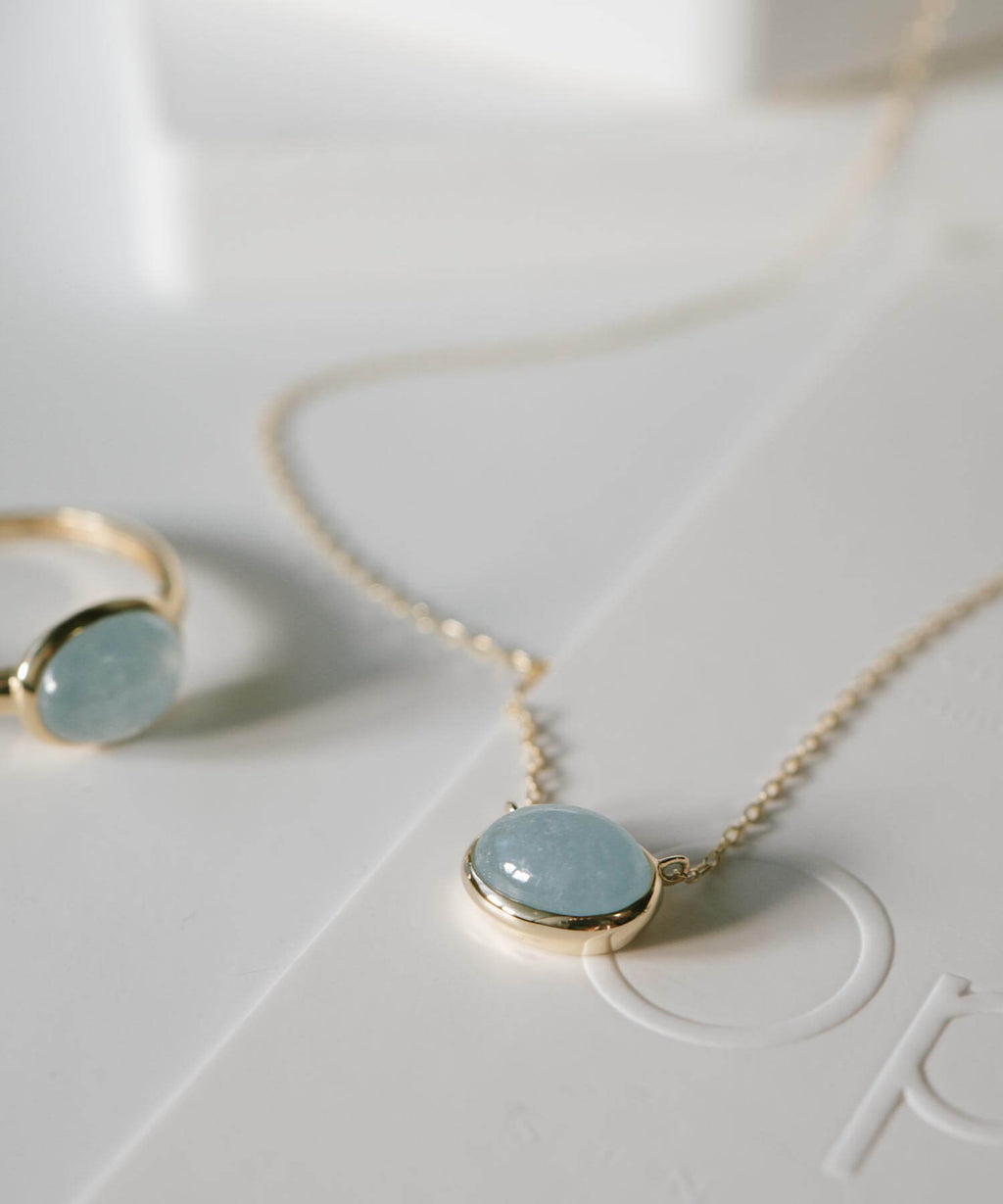 10K Gold Oval Gemstone Necklace | ELIA-TRE