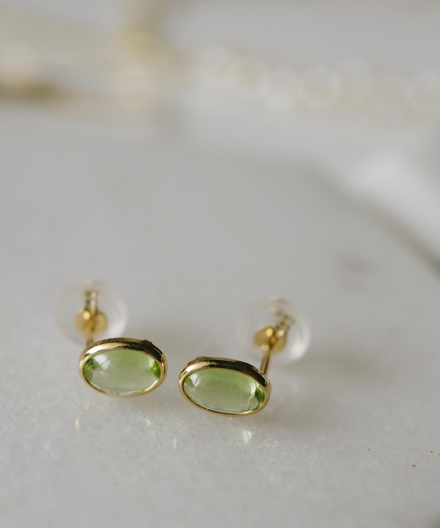18K Gold Glossy Oval Cabochon Earrings | ENLILLE-OLIVA