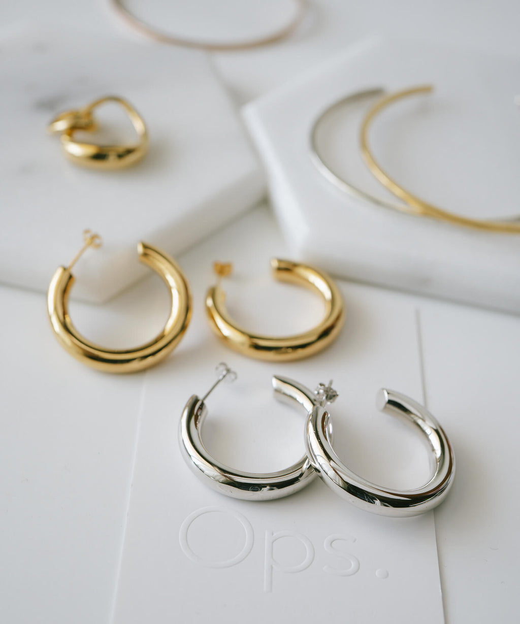 Round Tube Hoop Earrings | GIOOVE-LUNA HOOP