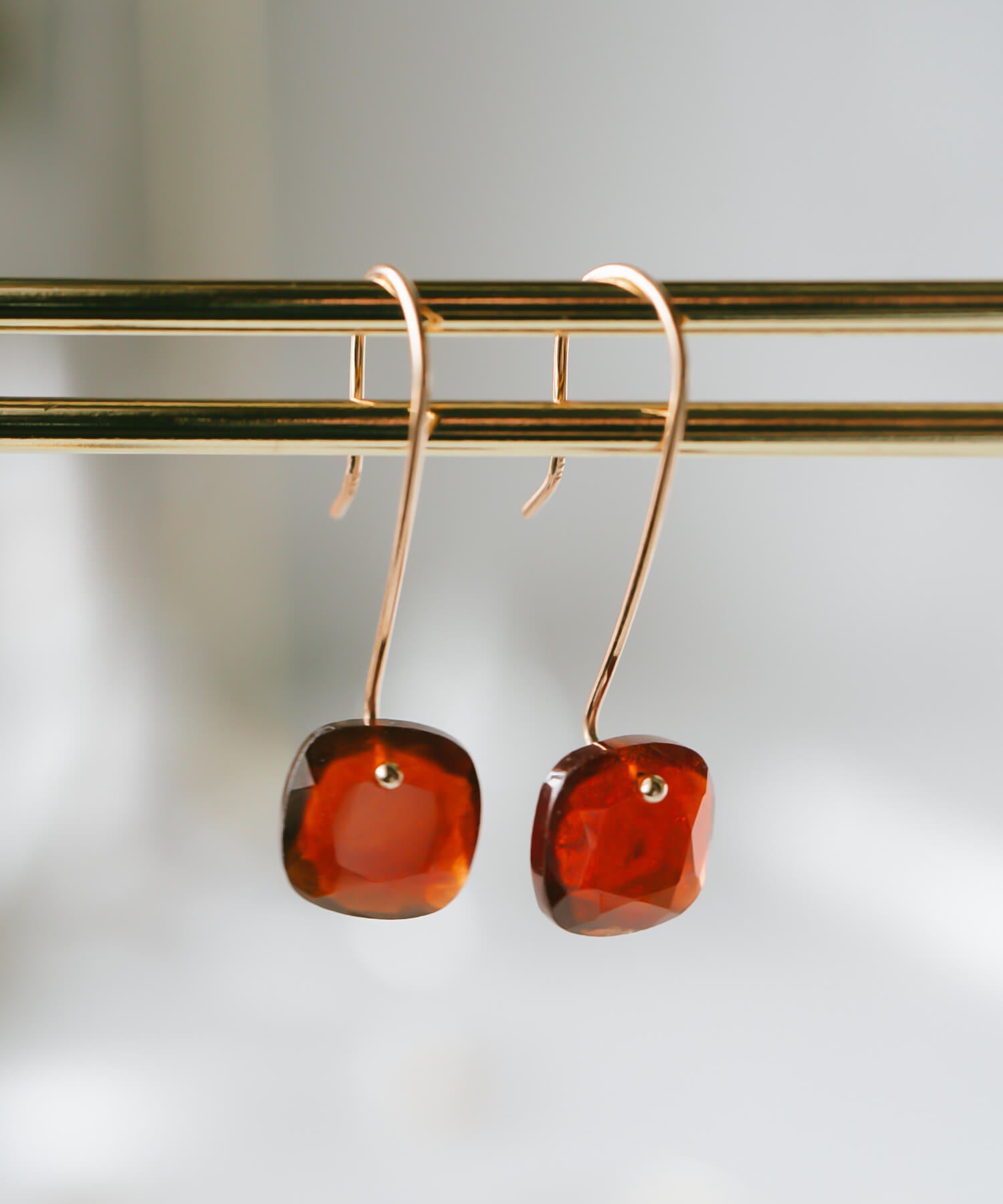 10K Gold Garnet Hook Earrings | LACHTARA-FEM