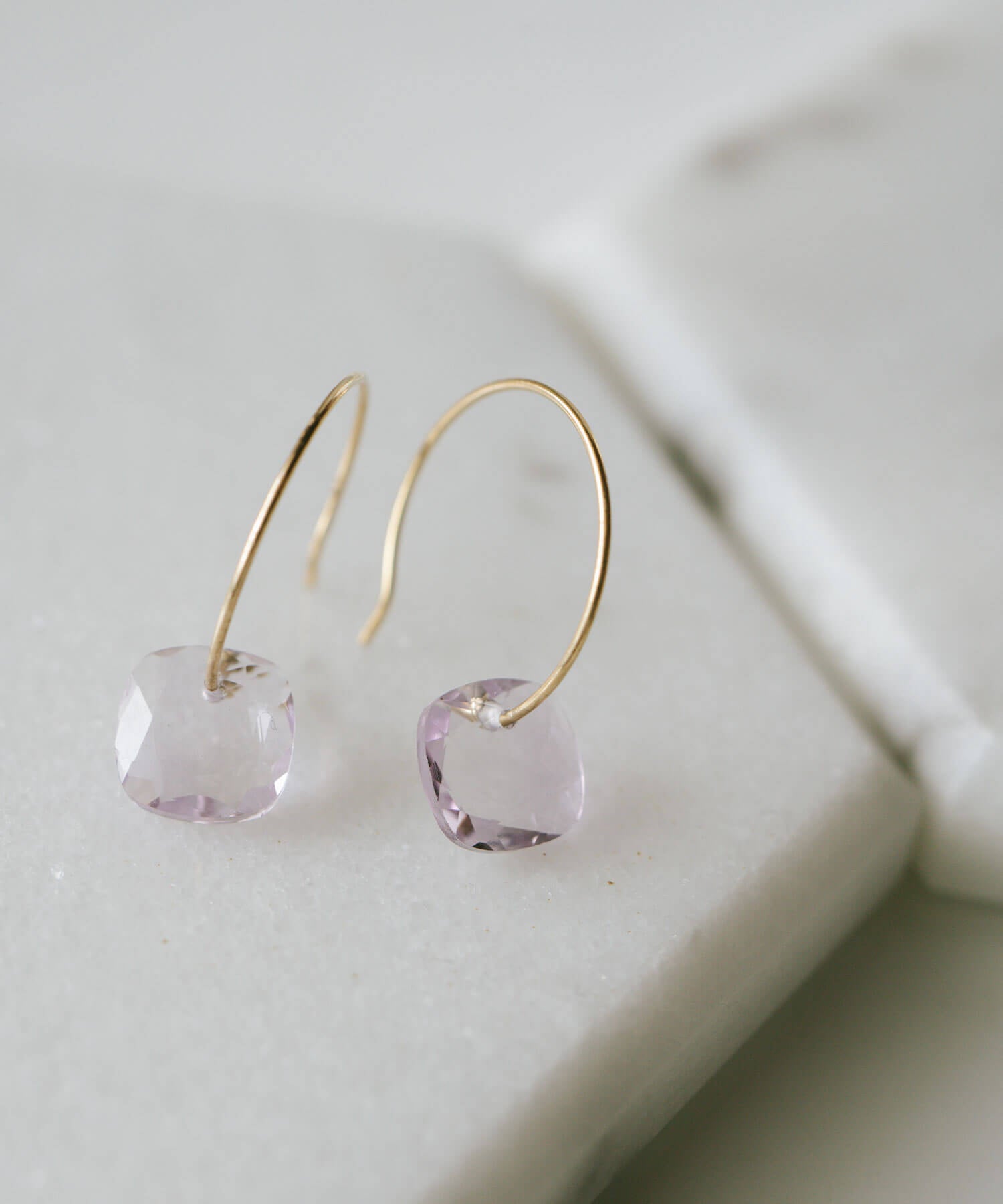 10K Gold Tablecut Gemstone Hook Earrings | LACHTARA-SJU