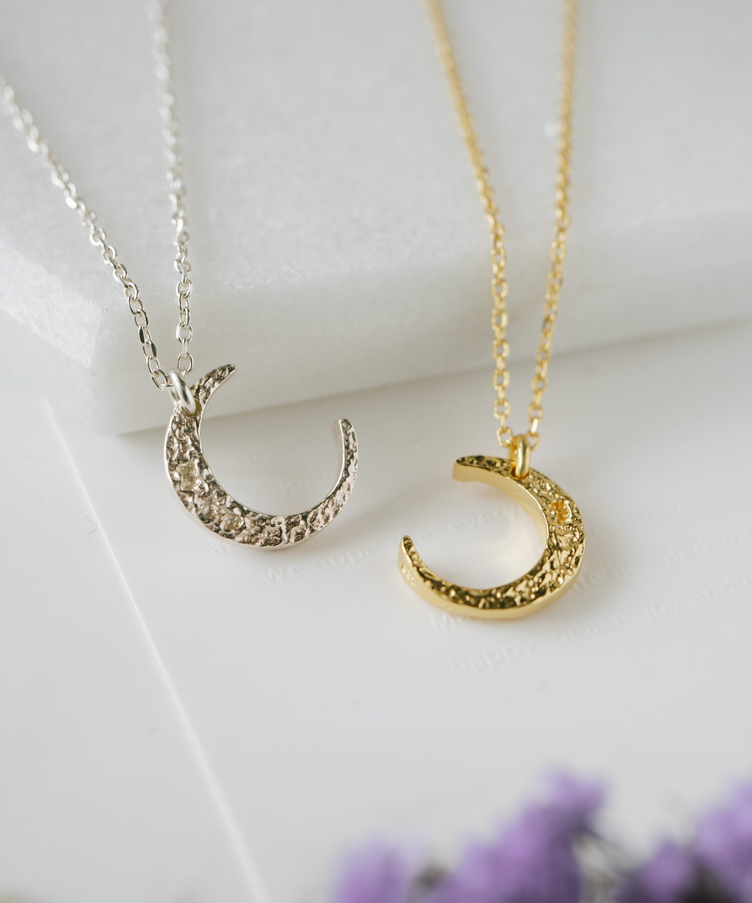 18K Gold Plated Sterling Silver Crescent Moon Pendant Necklace | LUNEVE