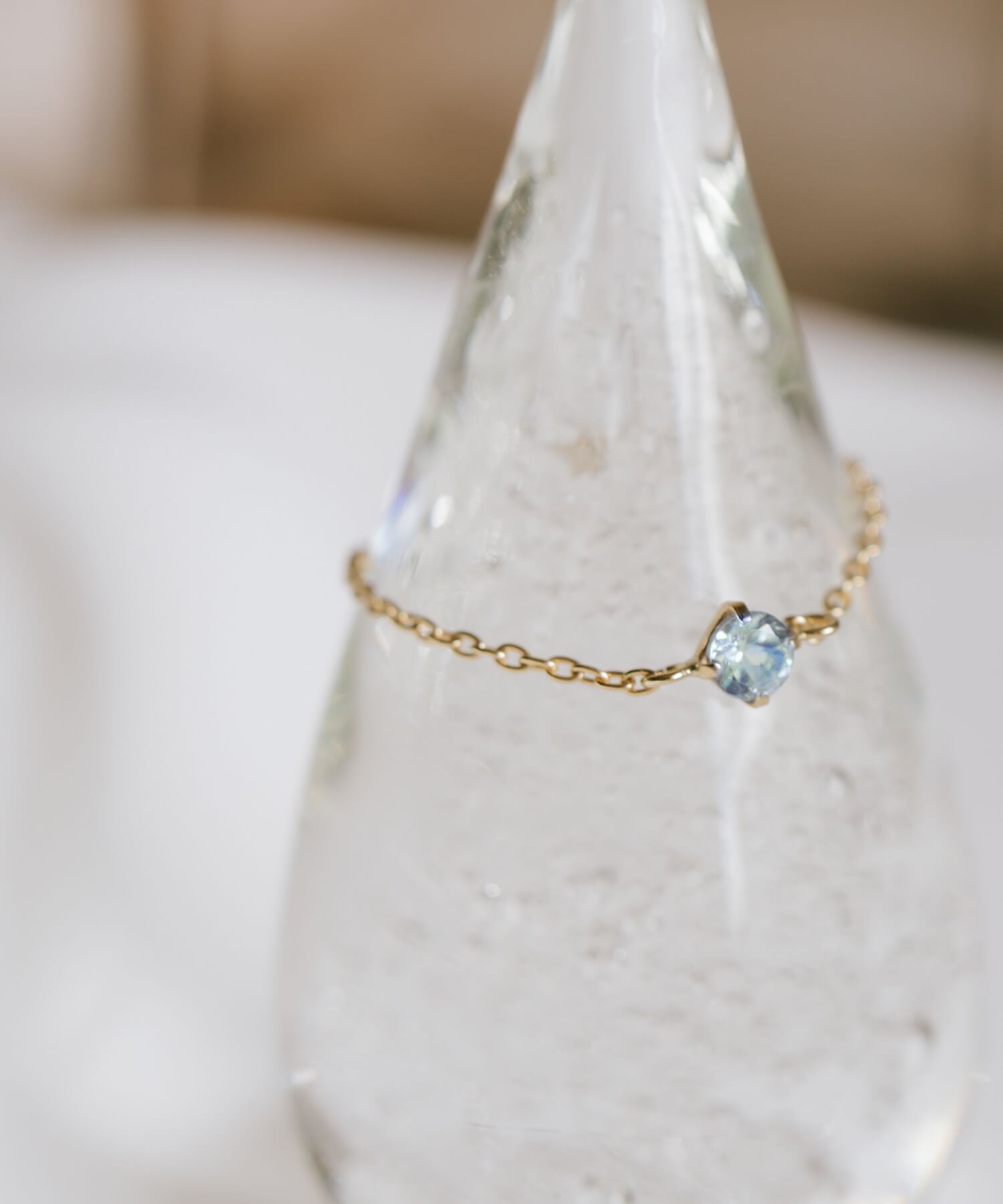 18K Gold Gemstone Chain Ring | MEGREZ CHAIN