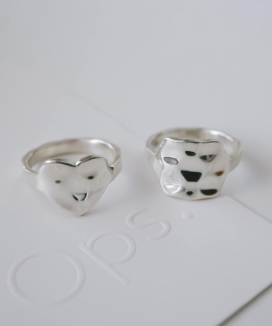 Silver925 Hammer Finish Flat Ring | OLIEOLIE