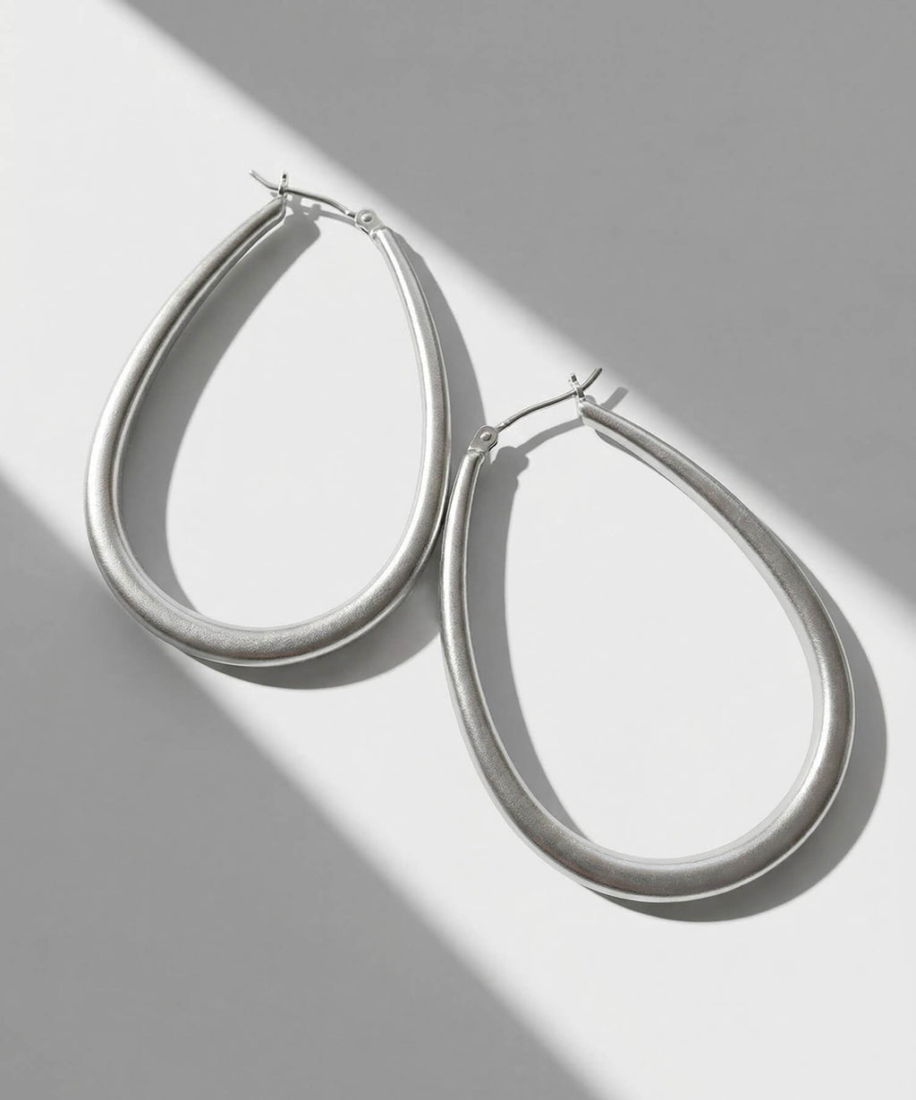 18K Gold Plated Sterling Silver Teardrop Plump Matte Earrings | TILK