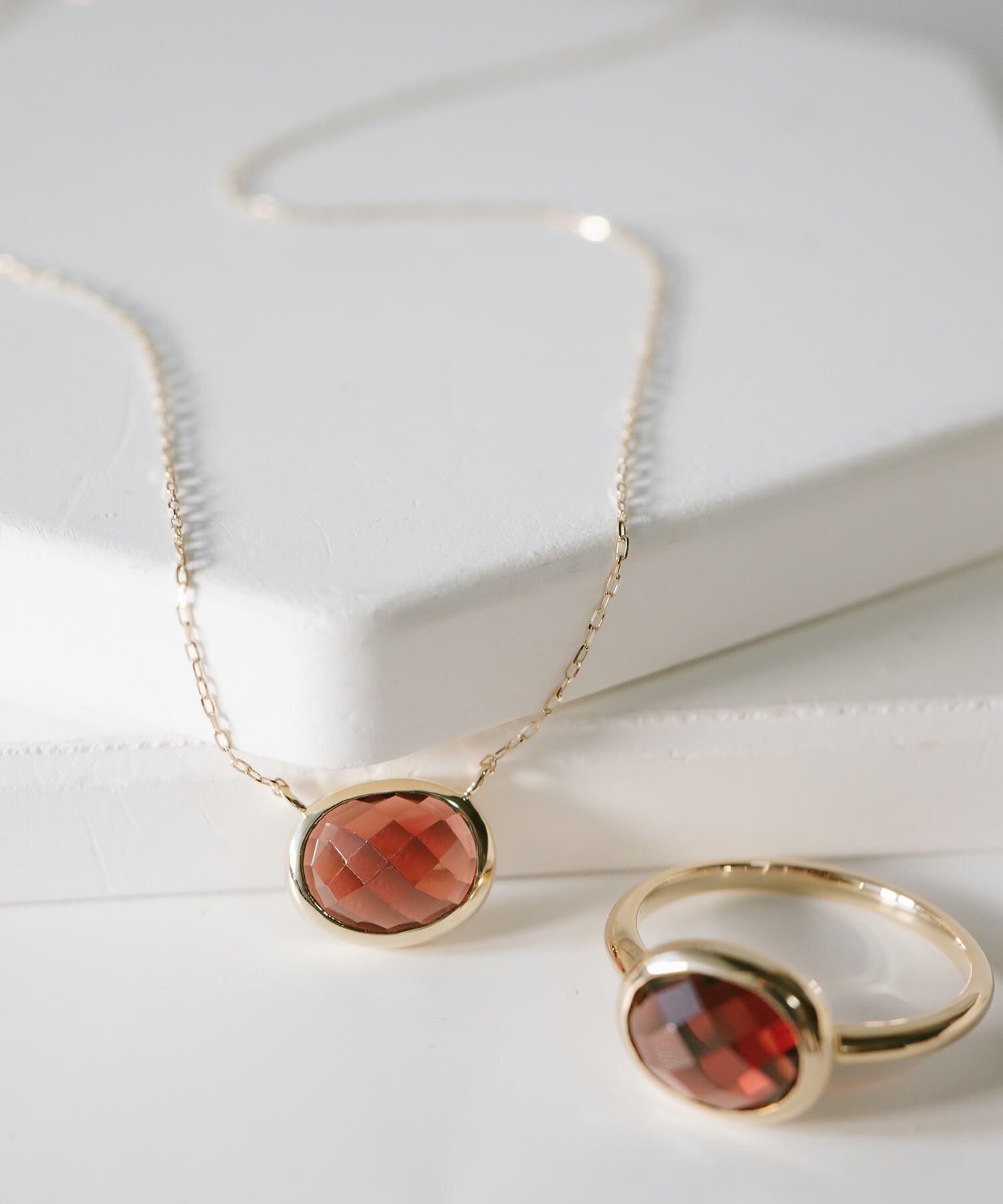 Checker Board Cut Gemstone Necklace | GLOA-ETT