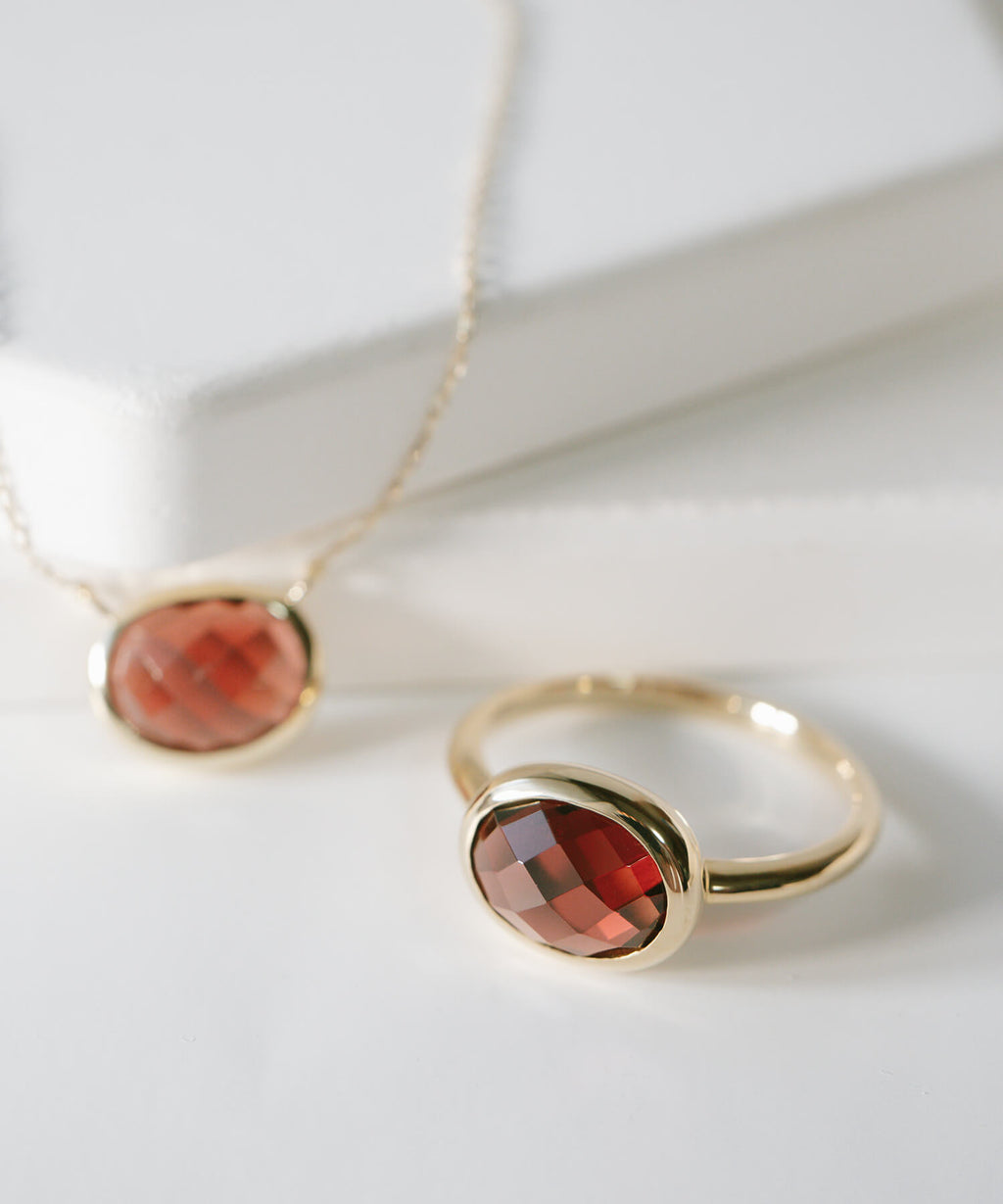 Checkerboard Cut Gemstone Ring | GLOA-ETT