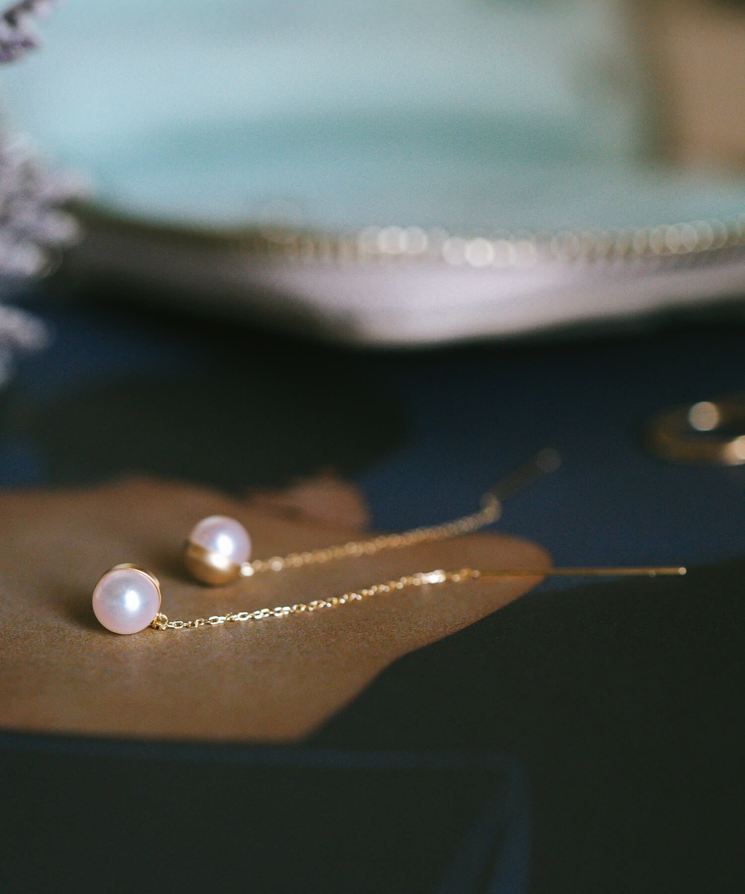 18K Gold Elegant Pearl Chain Earrings | PRENDOR HAPA