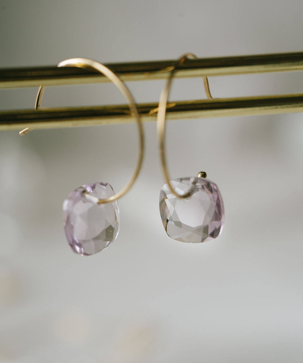 10K Gold Tablecut Gemstone Hook Earrings | LACHTARA-SJU