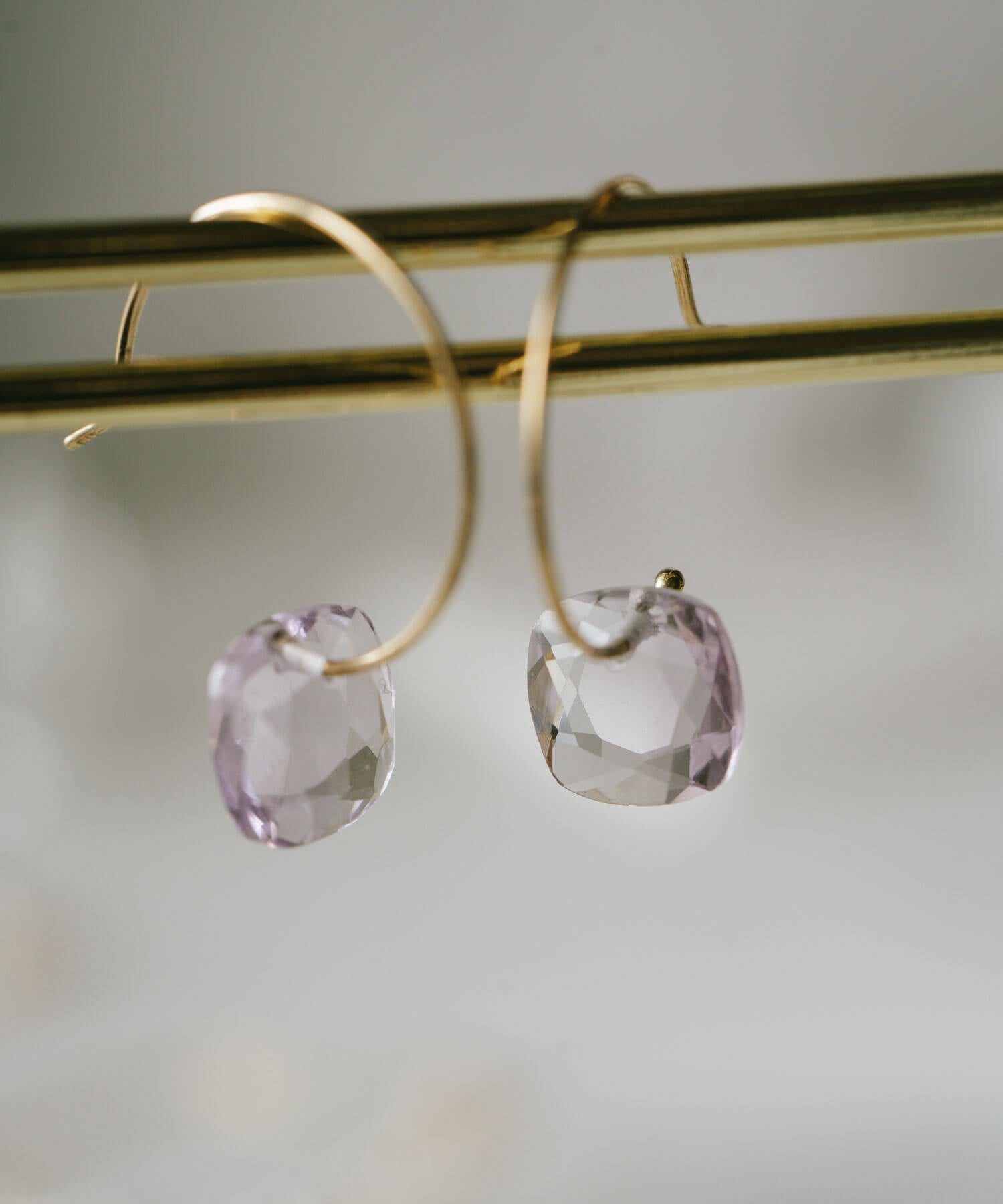 10K Gold Tablecut Gemstone Hook Earrings | LACHTARA-SJU