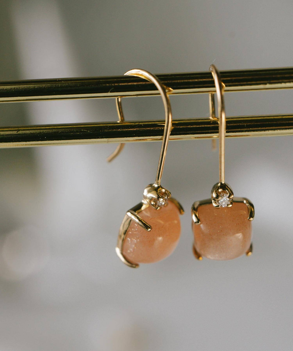 10K Gold Square Gemstone Earrings | LACHTARA-TVA