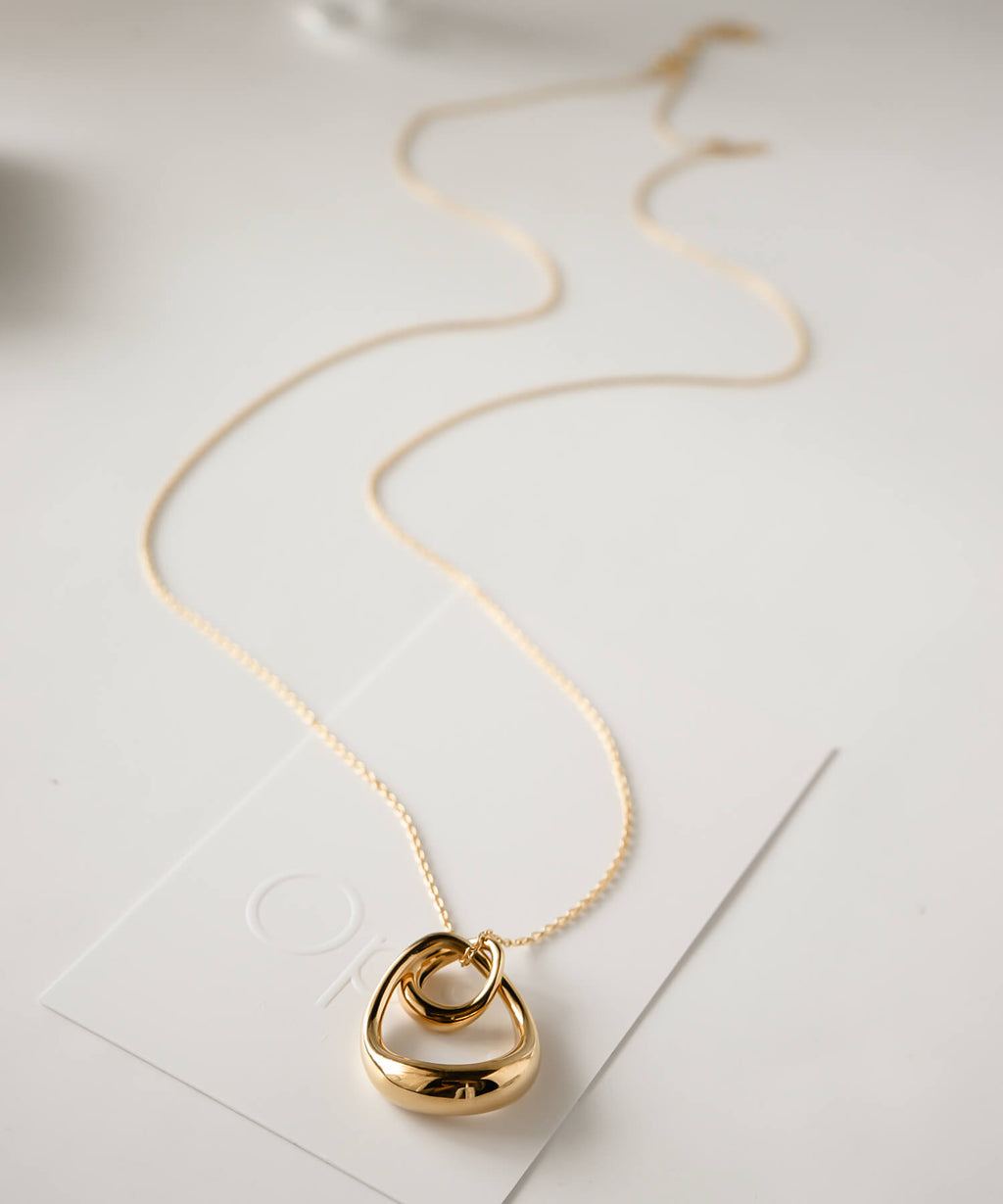 18K Gold Plated Sterling Silver Oval Long Necklace | ORIFAR