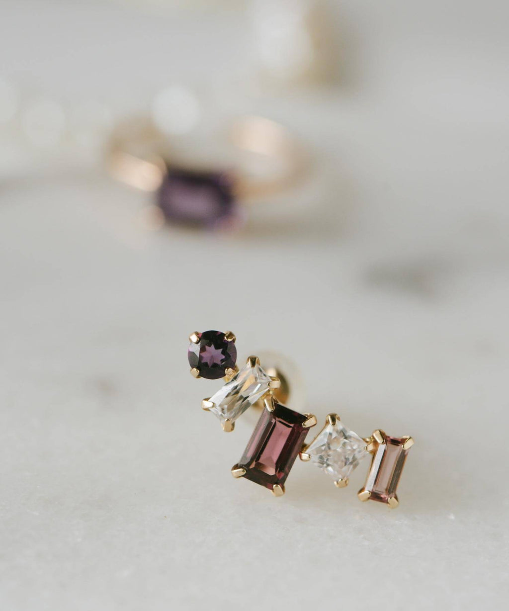 10K Gold Multi Gemstone Earring | TETRA-FEM