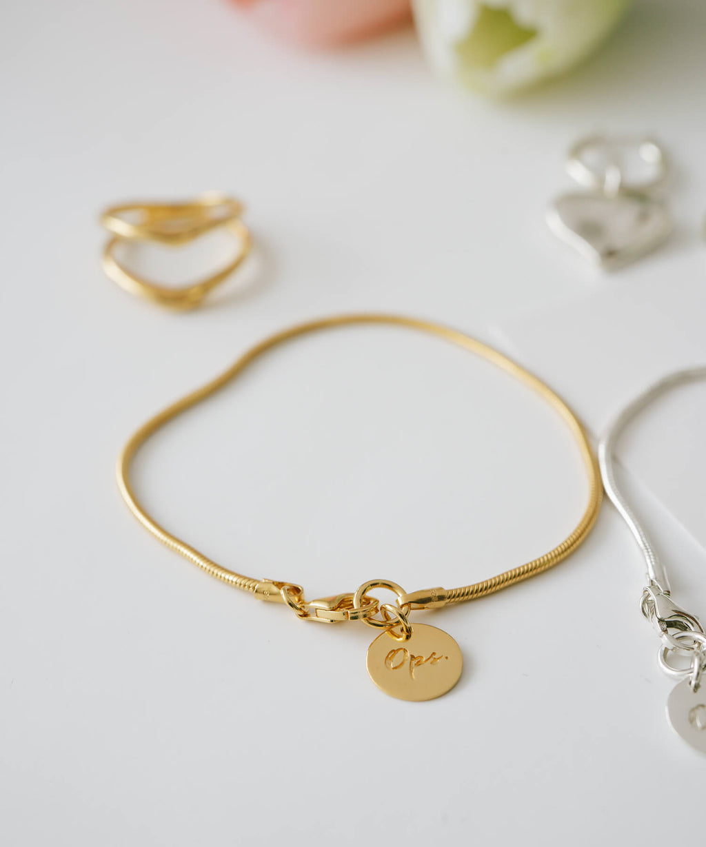 18K Gold Plated Sterling Silver Snake Chain Bracelet | VENEC-BR