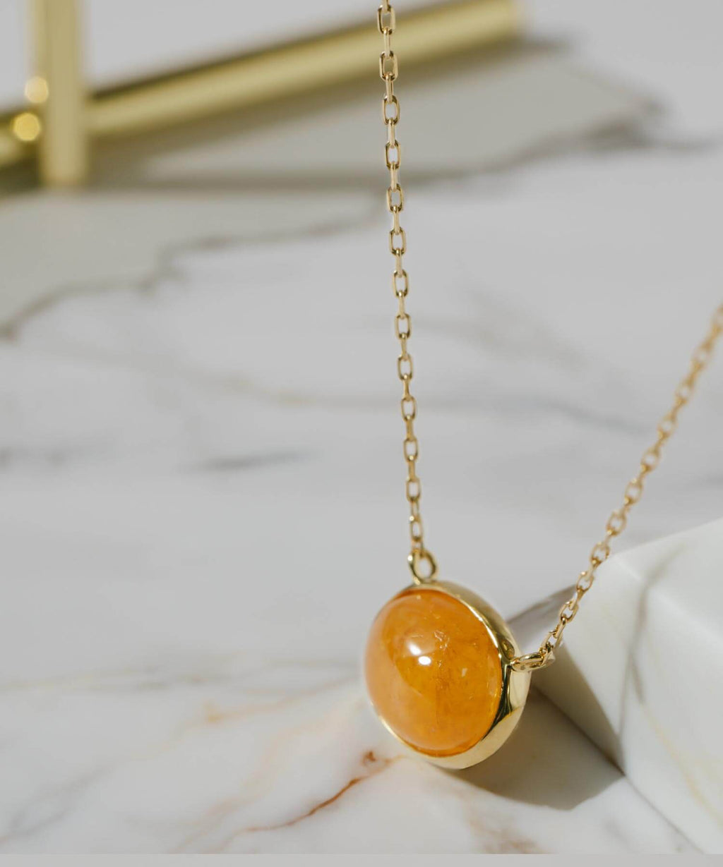 10K Gold Oval Gemstone Necklace | ELIA-TRE
