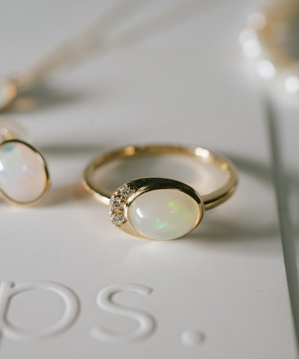 Crescent Moon Opal Ring | ELIA-TVA
