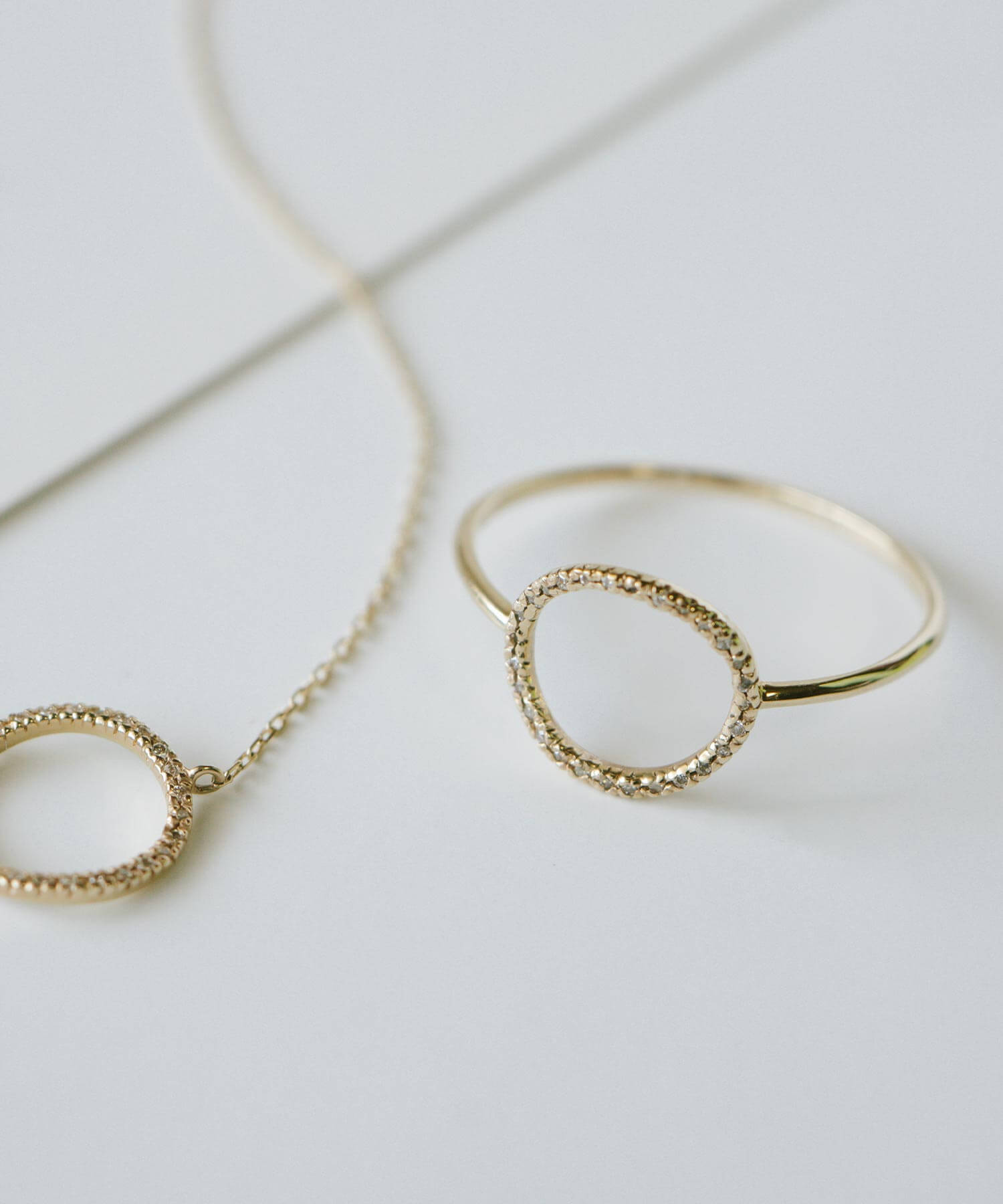 10K Gold Pave Diamond Open Circle Ring | FOSSOLE