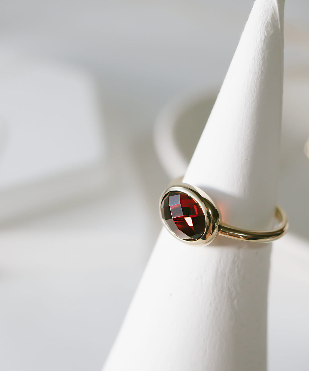 Checkerboard Cut Gemstone Ring | GLOA-ETT
