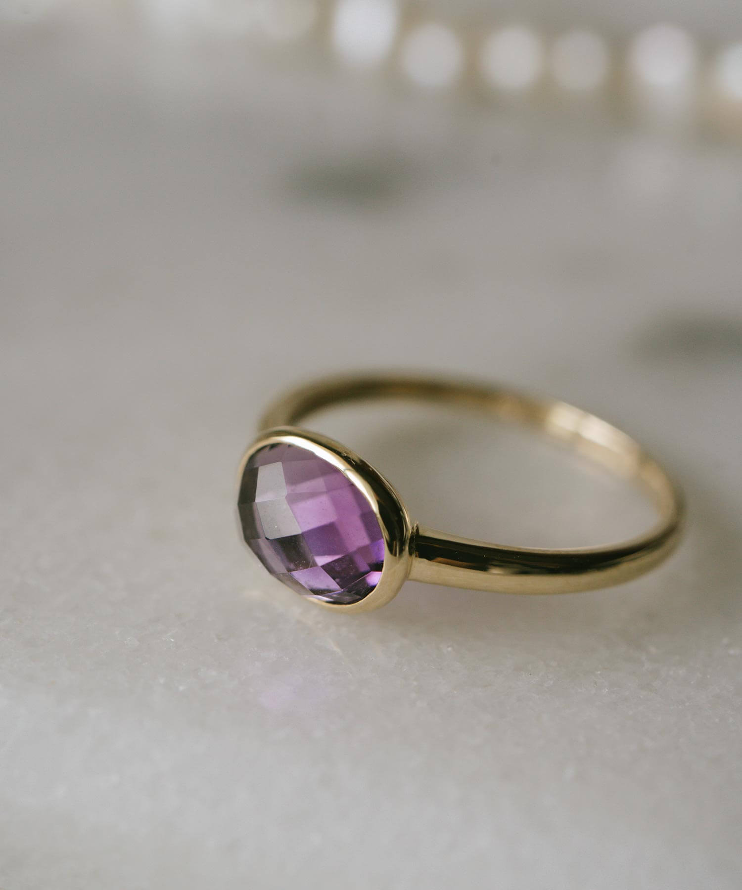 10K Gold Amethyst Obal Ring | GLOA-TVA