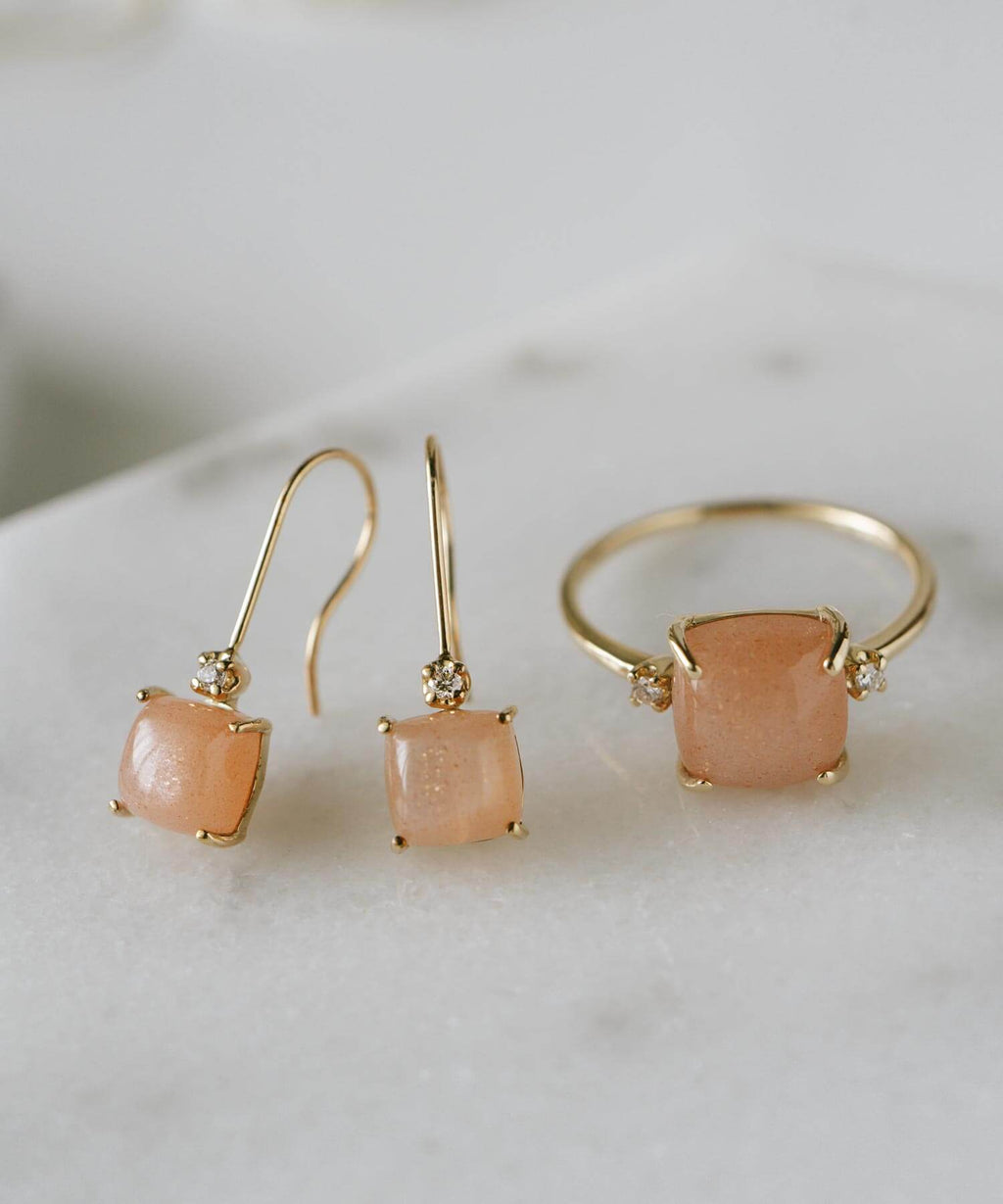 10K Gold Square Gemstone Earrings | LACHTARA-TVA