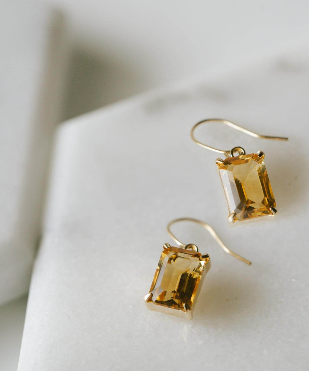 10K Gold Rectangle Gemstone Earrings | TETRA-FYRA