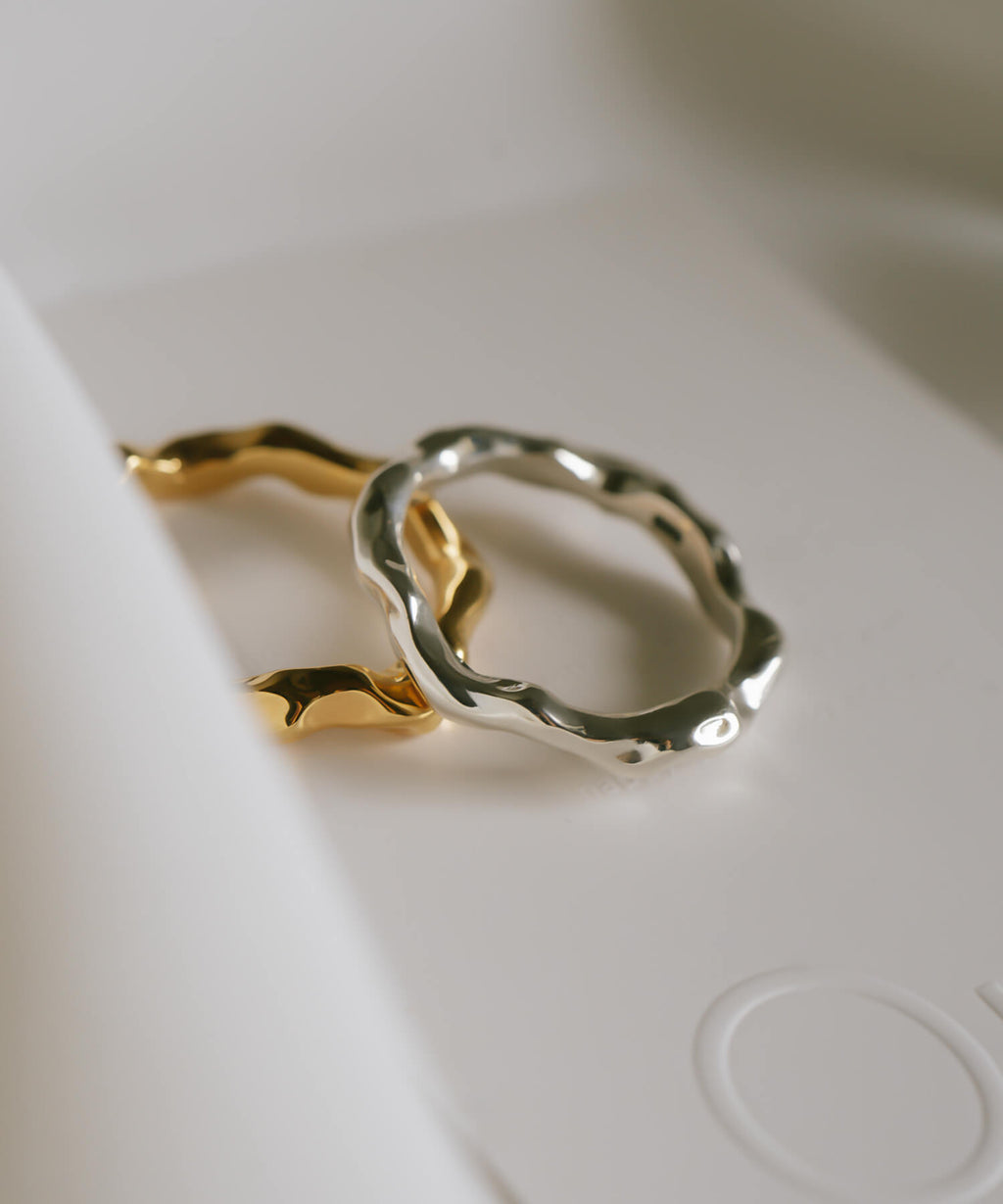 18K Gold Plated Sterling Silver Ripple Wave Ring | ALORO