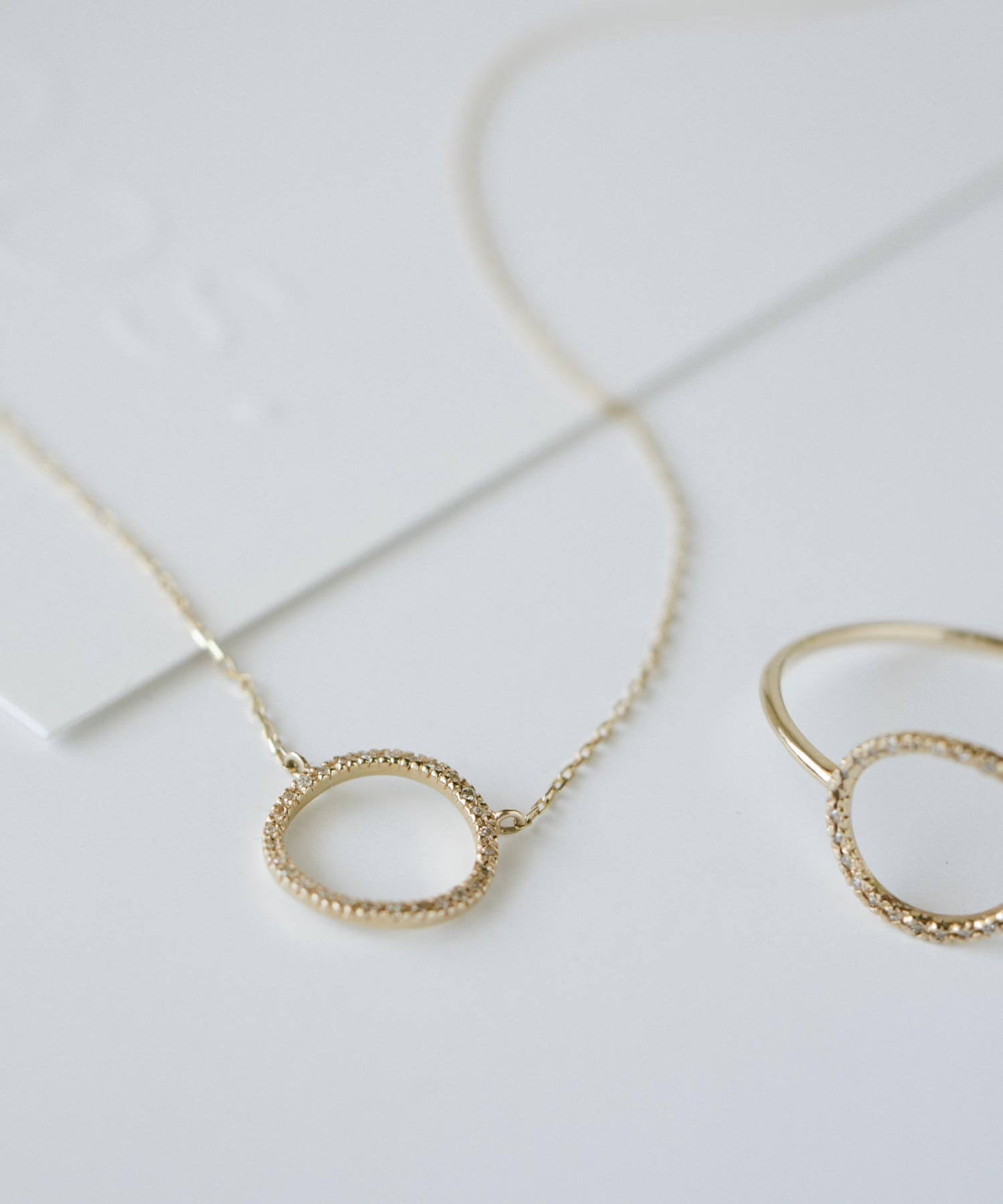 K10 Pave Diamond Open Circle Necklace  | FOSSOLE NECKLACE