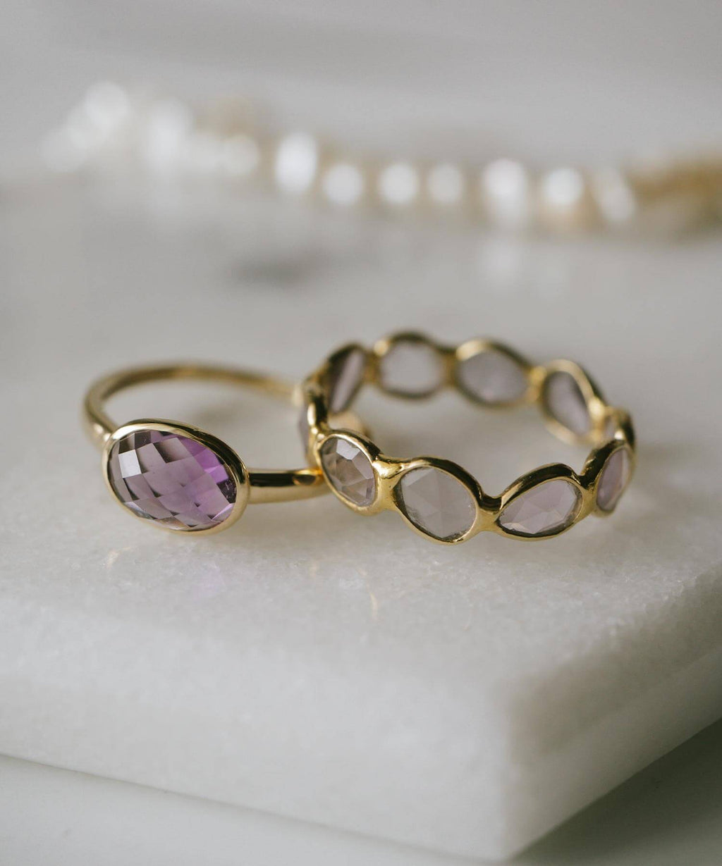 10K Gold Amethyst Obal Ring | GLOA-TVA