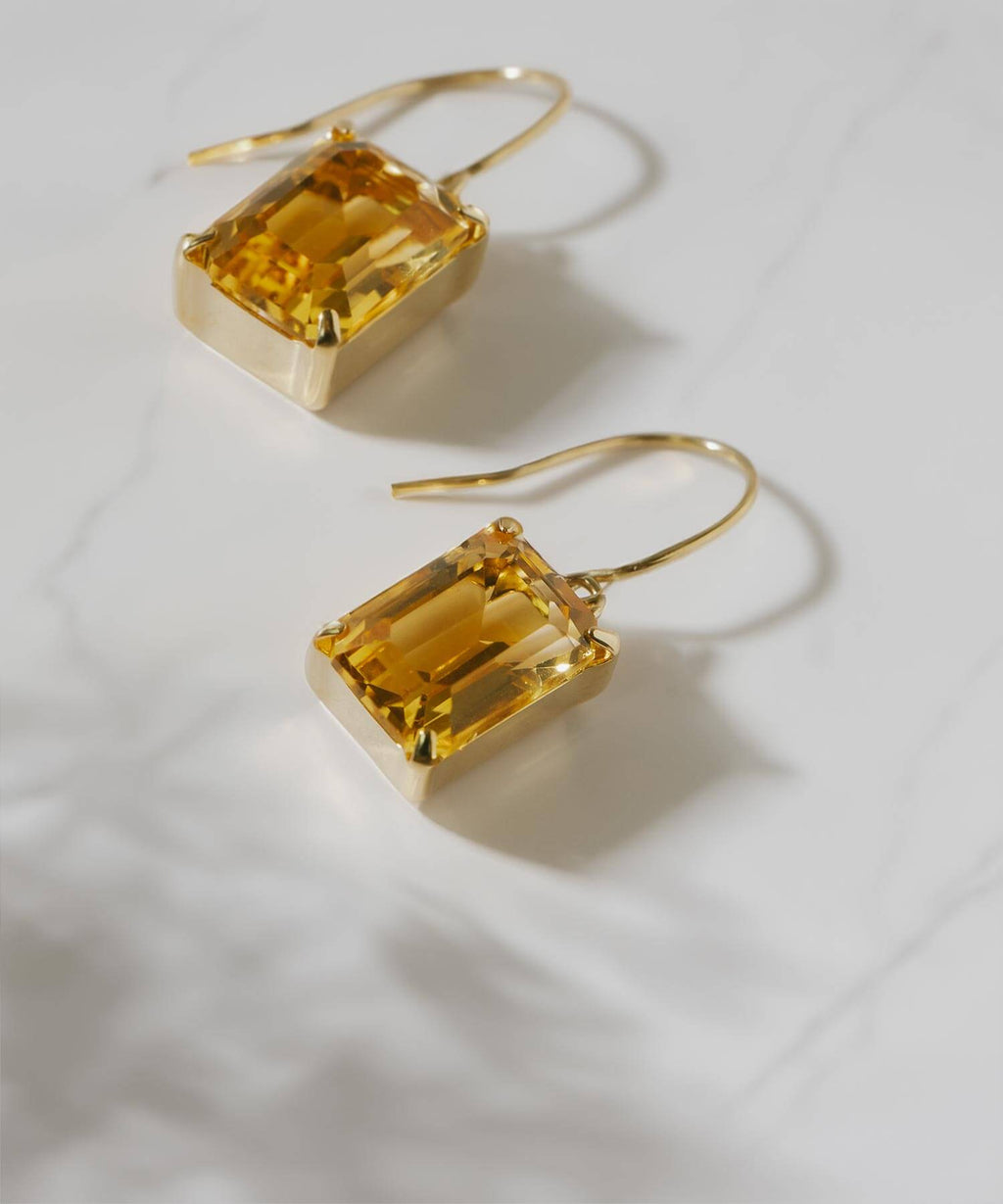 10K Gold Rectangle Gemstone Earrings | TETRA-FYRA