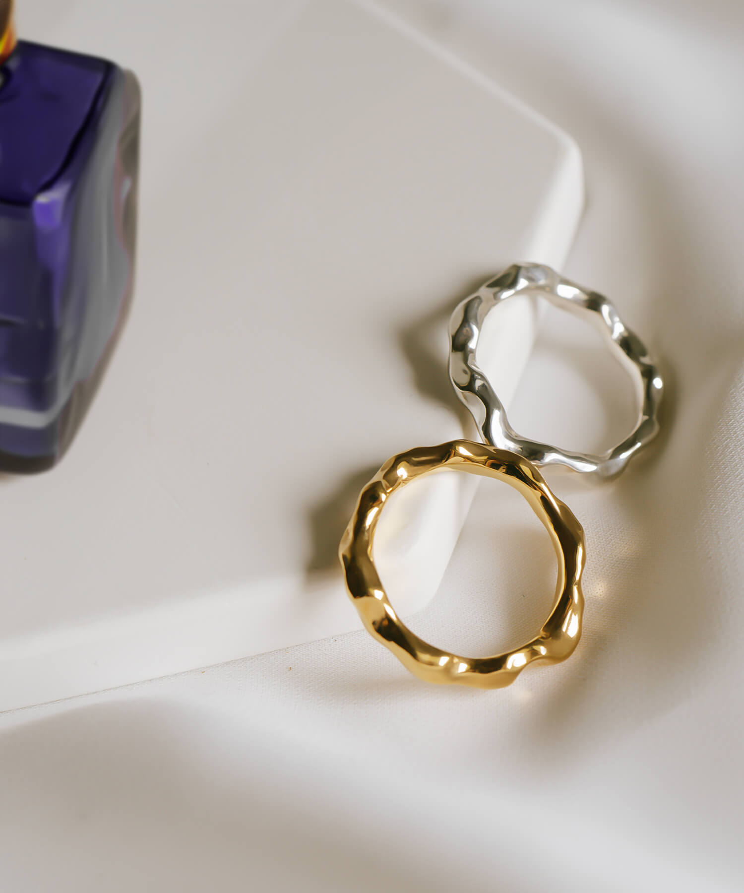 18K Gold Plated Sterling Silver Ripple Wave Ring | ALORO
