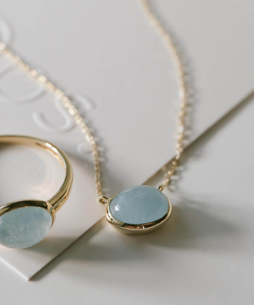 10K Gold Oval Gemstone Necklace | ELIA-TRE