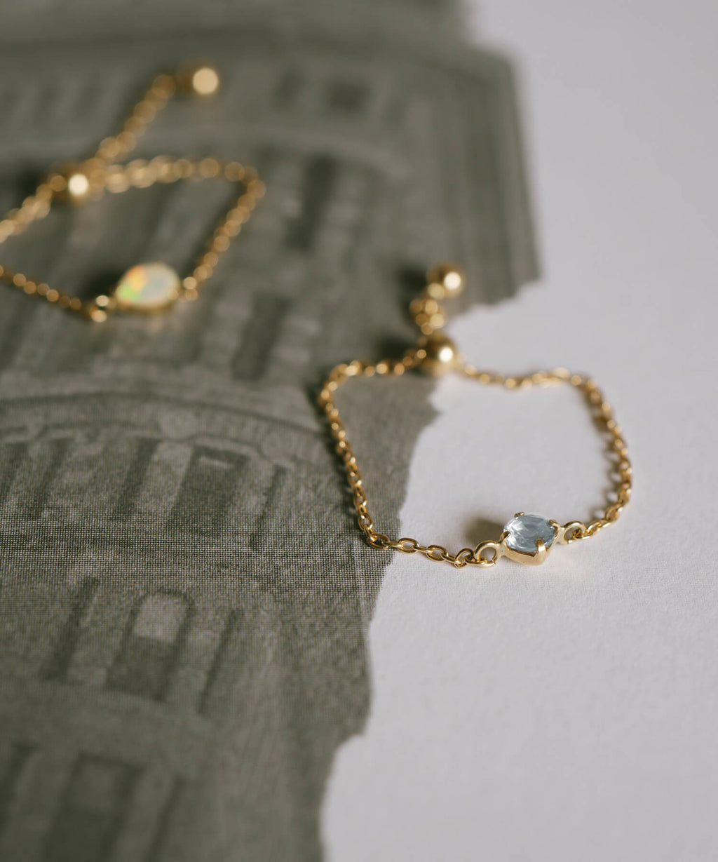 18K Gold Gemstone Chain Ring | MEGREZ CHAIN