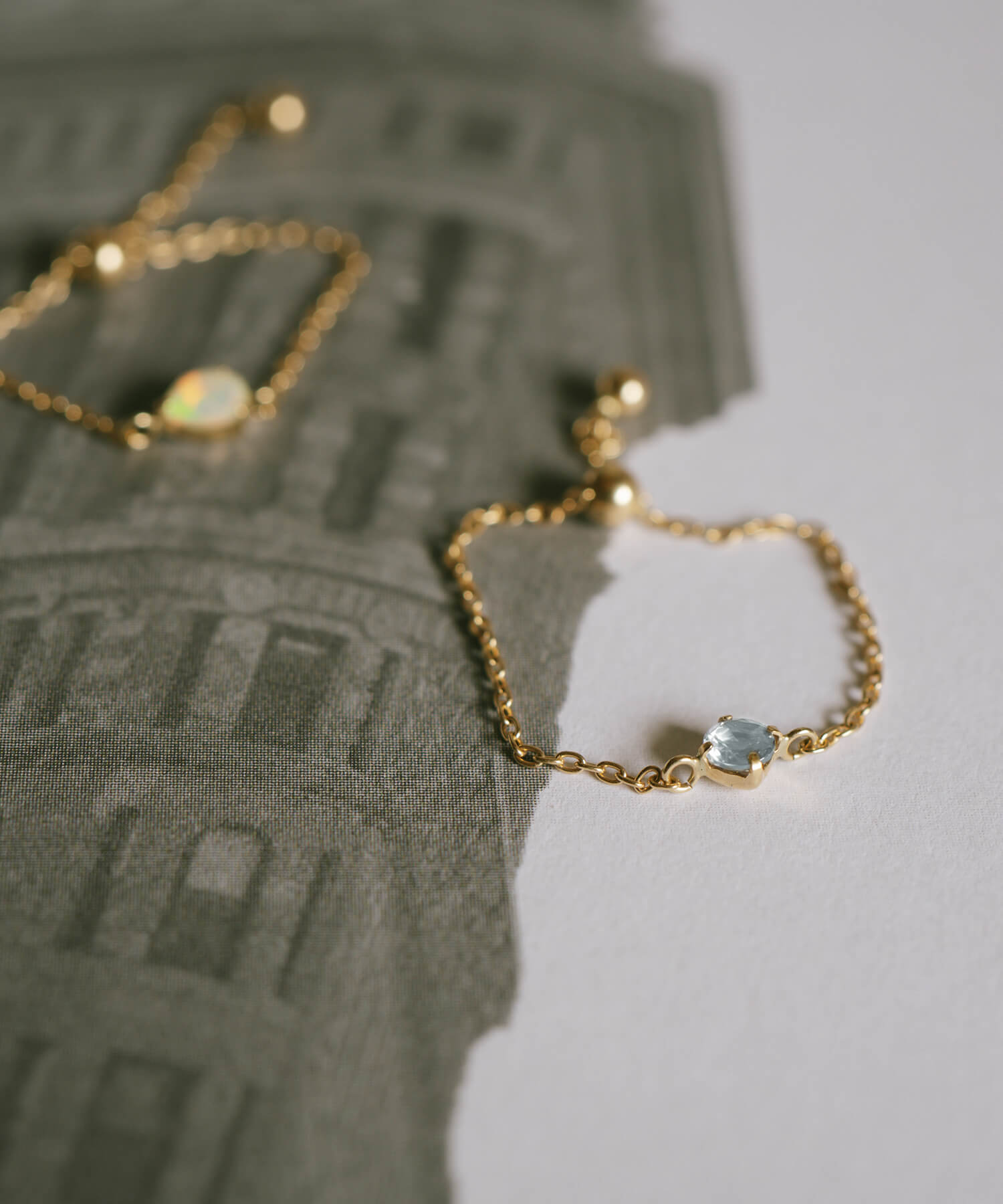18K Gold Gemstone Chain Ring | MEGREZ CHAIN