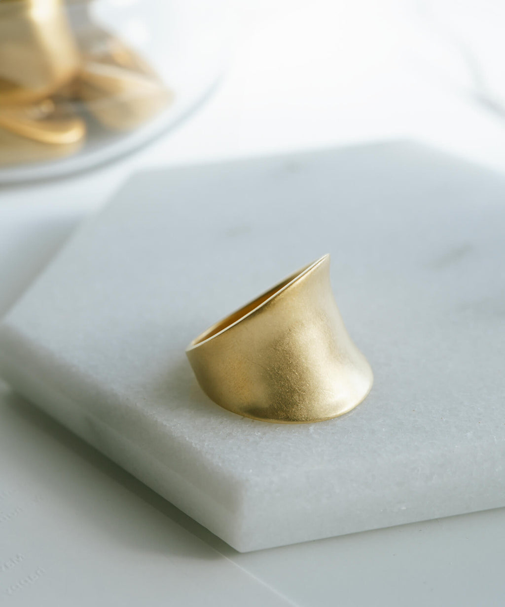 18K Gold Plated Sterling Silver Curved Tube Ring | AVIOR