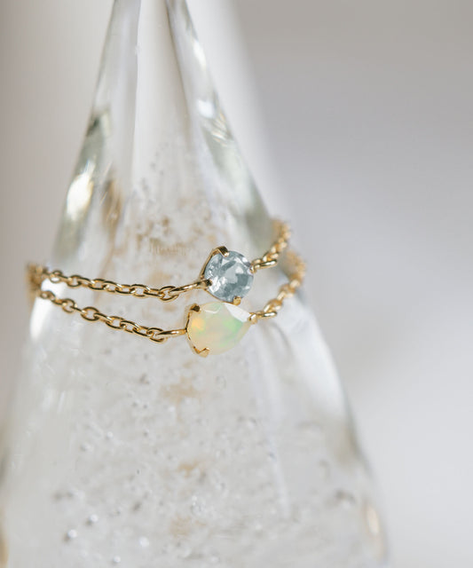 18k gemstone chain ring | MEGREZ CHAIN RING