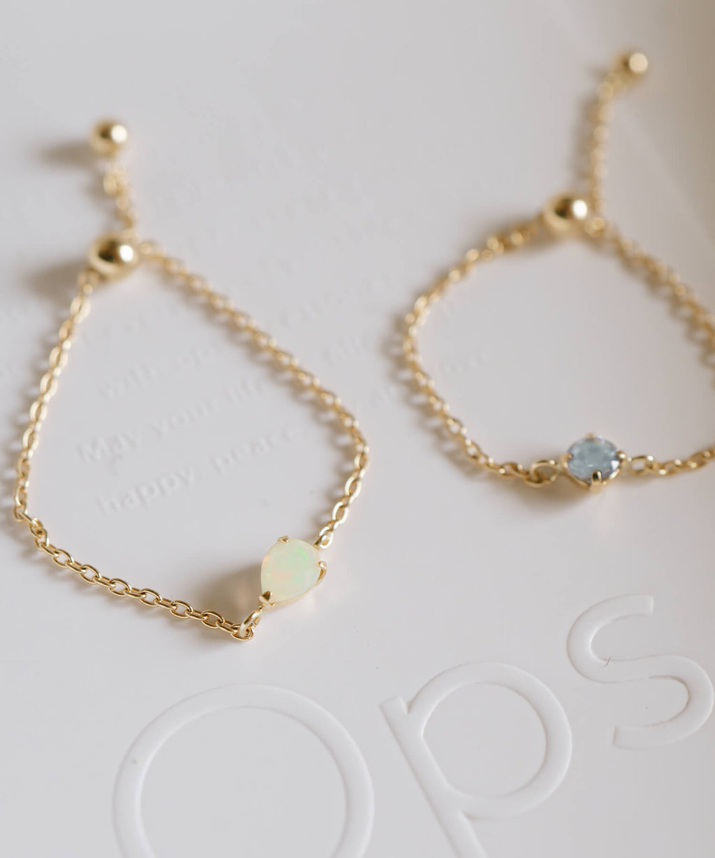 18K Gold Gemstone Chain Ring | MEGREZ CHAIN