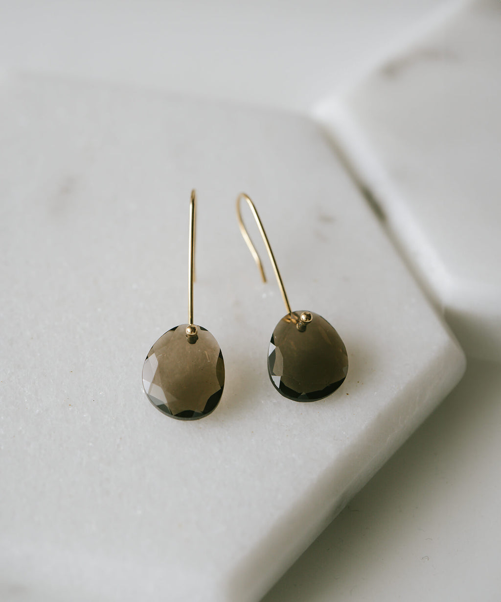 10K Gold Smoky Quartz Earrings | LACHTARA-FYRA