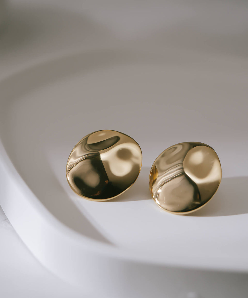 18K Gold Plated Sterling Silver Pool Disk Earrings | IVERQUA