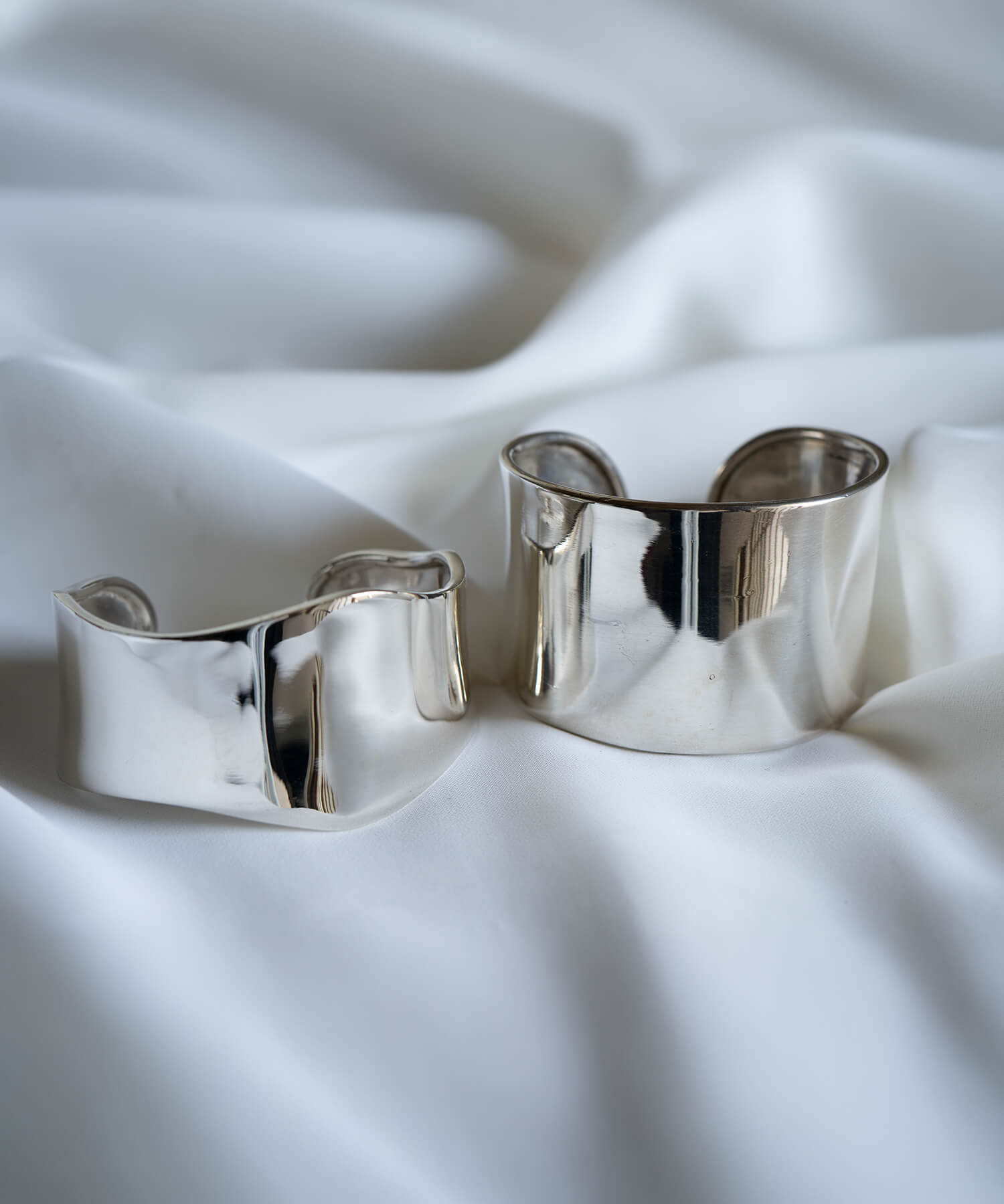Chunky silver 925 cuff bangle styled on the wrist