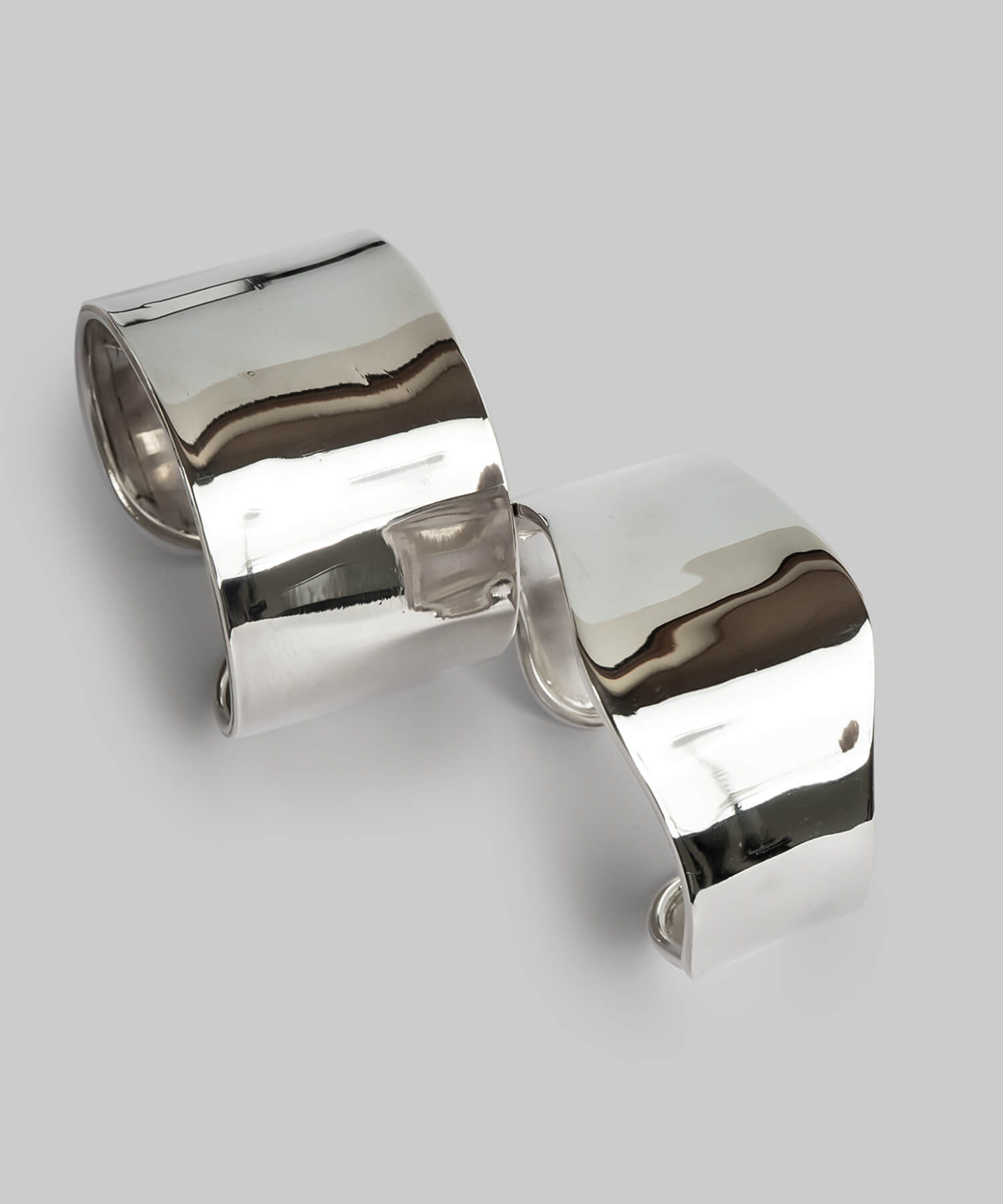 KARPOS wide cuff bangles in sterling silver, straight and wave