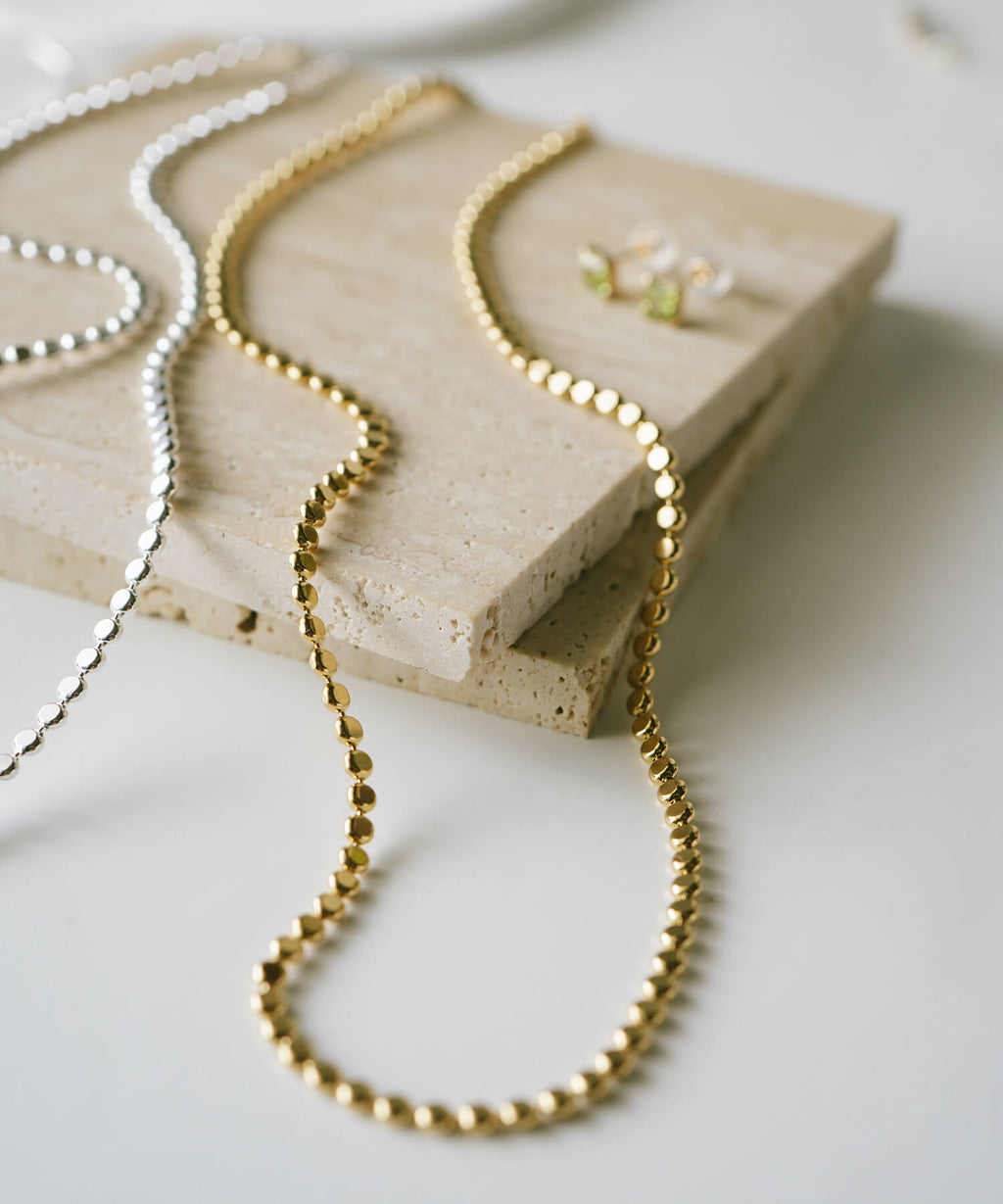 18K Gold Plated Sterling Silver Tiny Beads Necklace | KIVIA