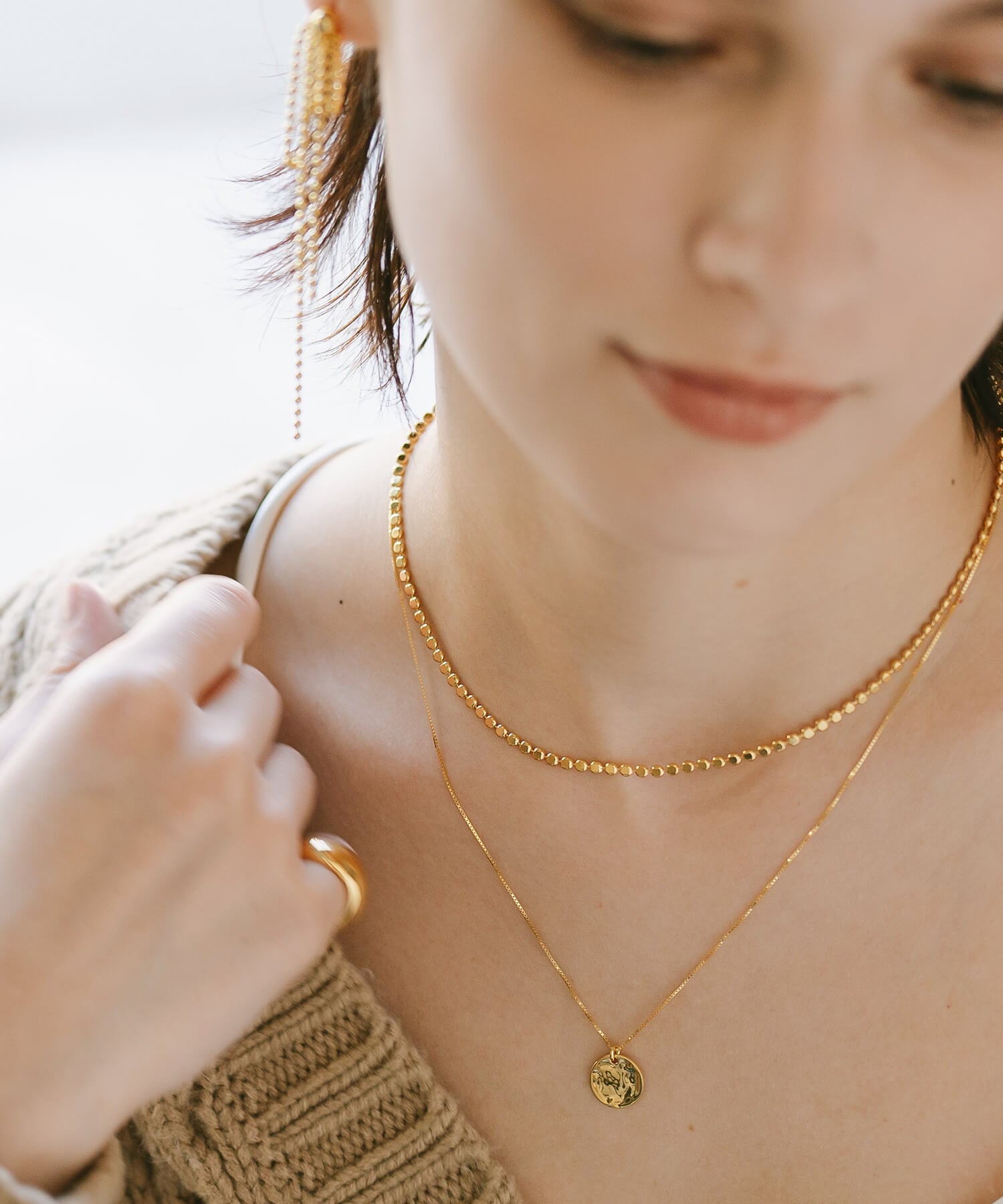 18K Gold Plated Sterling Silver Tiny Beads Necklace | KIVIA