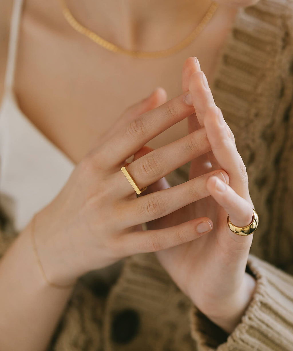 18K Gold Plated Sterling Silver Flat Top Ring | KOTOR