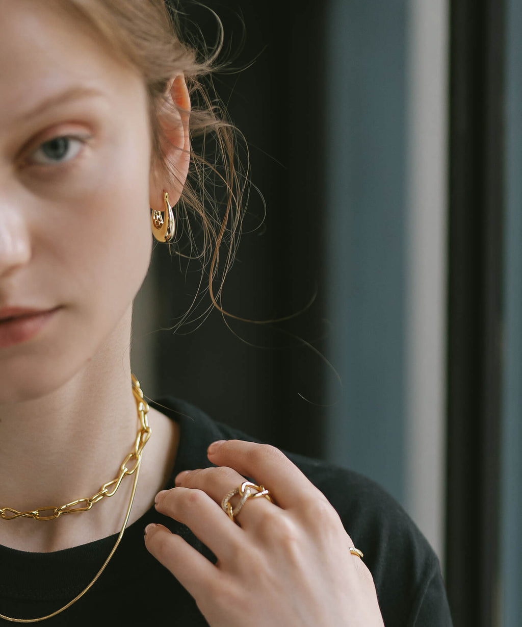 18K Gold Plated Sterling Silver Dewcurve Earrings | LADEW-MIEL